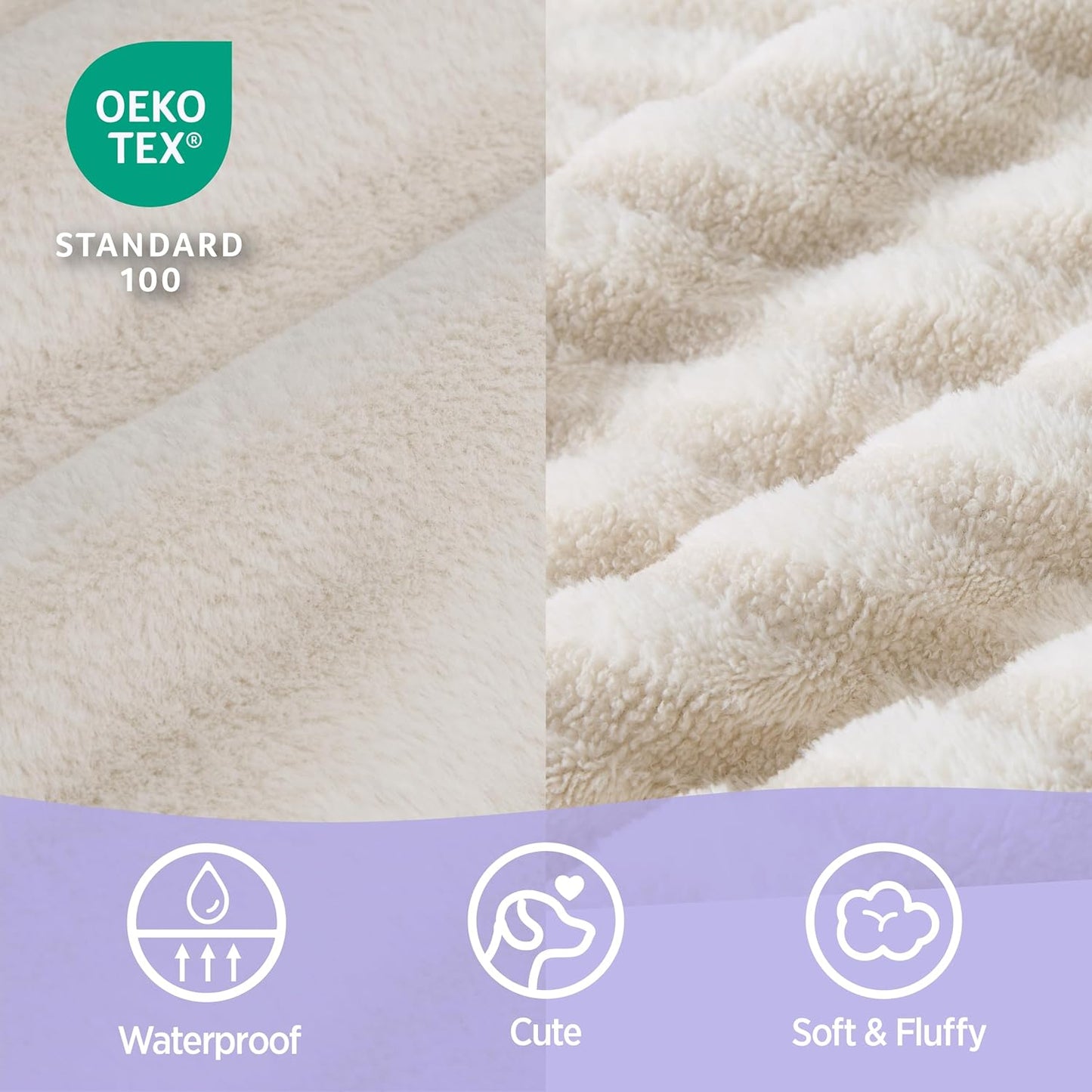 LE SURE Cute XL Dog Beds, Orthopedic Waterproof Dog Bed for Extra Large Dogs, Non-Slip Bottom and Egg-Crate Foam Big Pet Couch Sofa with Washable Removable Cover, Beige