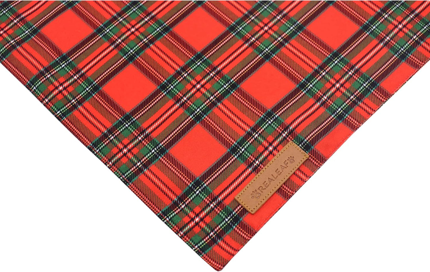 Realeaf Christmas Dog Bandanas 2 Pack, Reversible Red Green Plaid Dog Scarf, Xmas Pet Bandana, Premium Durable Fabric, Holiday Check Bandana for Large and Extra Large Dogs Pets (X-Large)