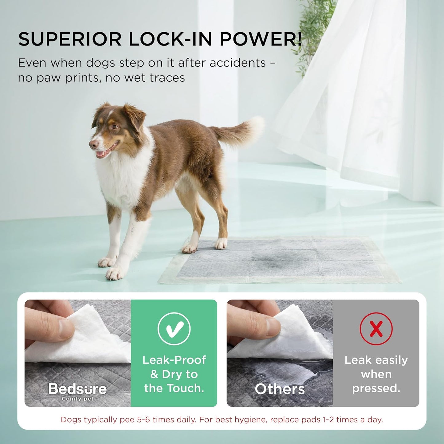 Bedsure Pee Pads for Dogs, 22" x 22" Puppy Pads 100 Count, Super Absorbent & Leak Proof, Small Dog Training Pads Quick Dry Thicken Pets Potty Pads Odor-Control Activated Carbon & ECO Green Material