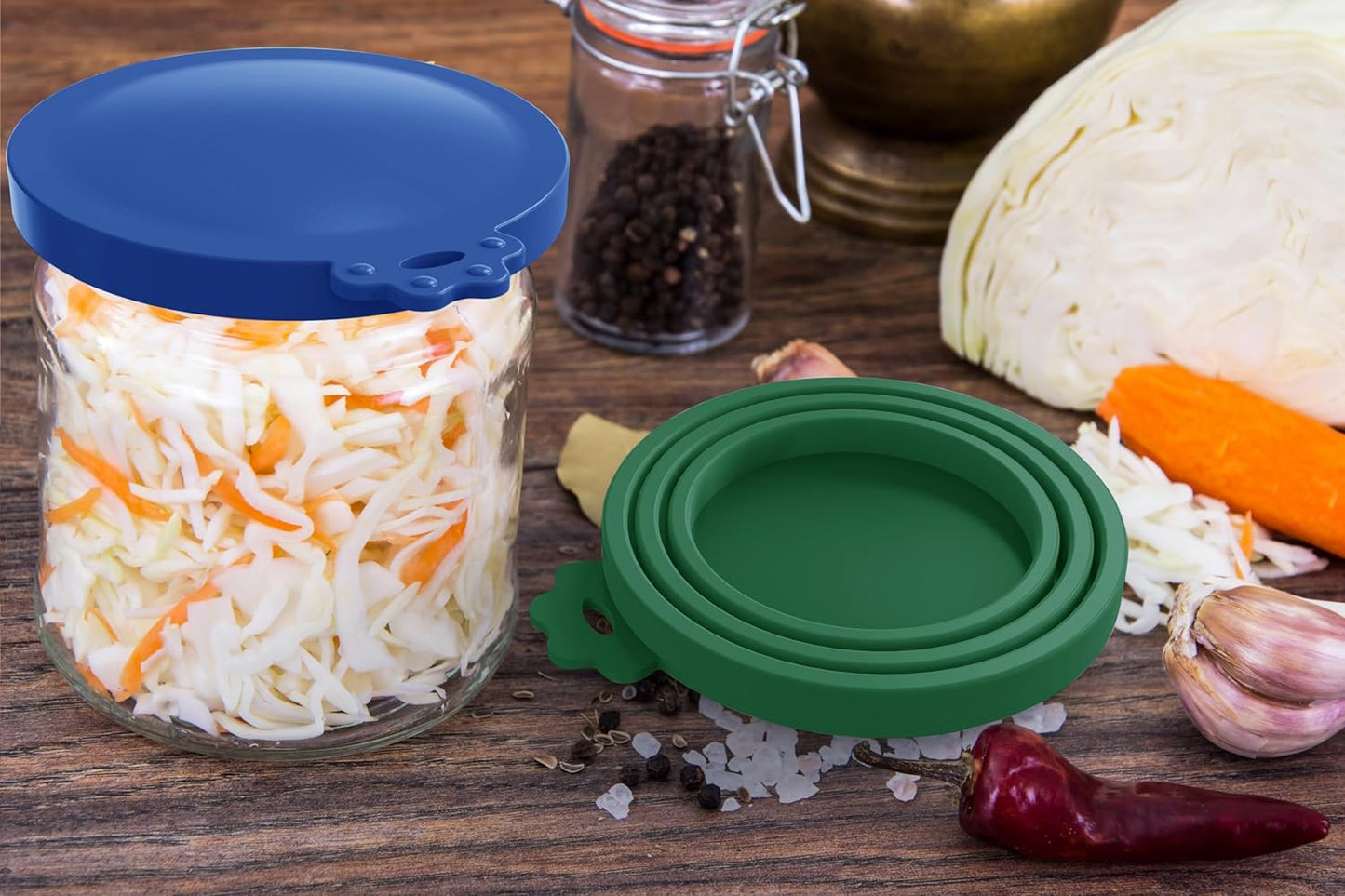 WANBAO Food Can Lids Pet Can Covers 6 Pcs for All Standard Size Dog and Cat Food Can Lids, Mix Color Dark Blue, Dark Green