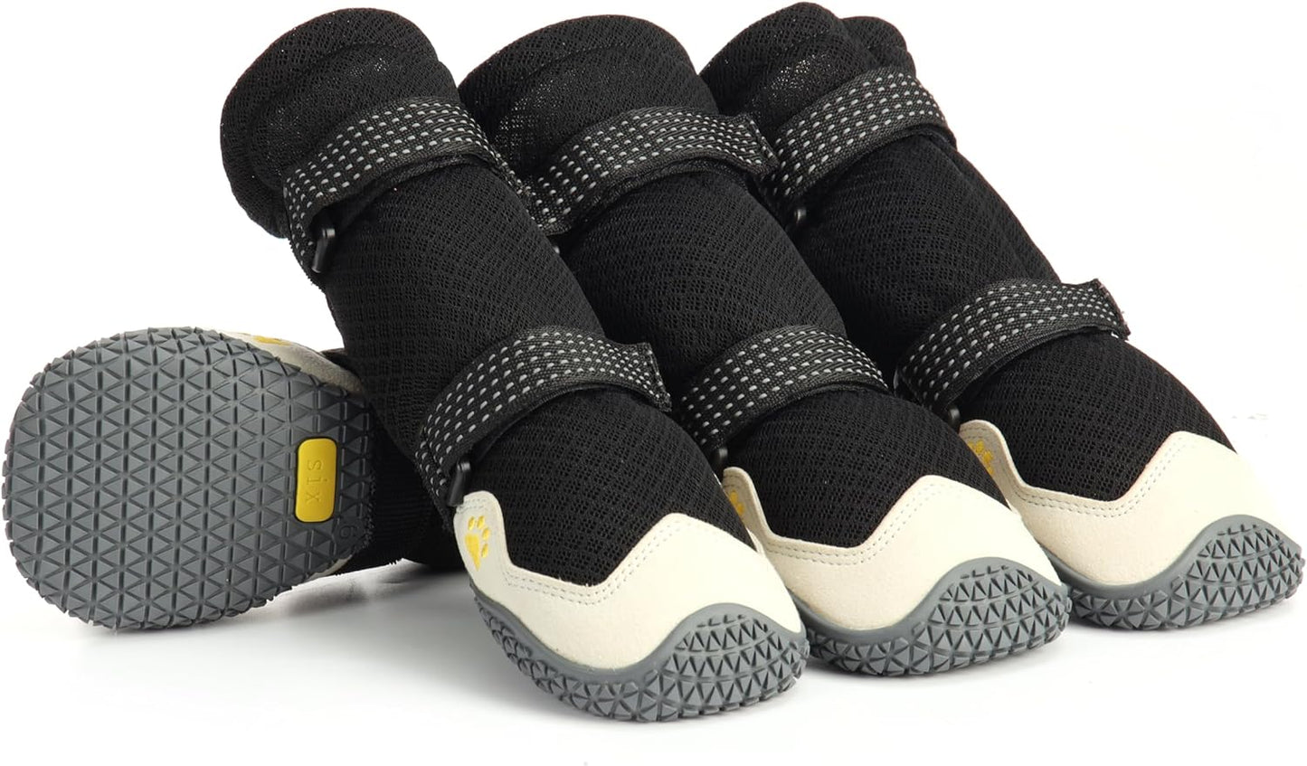 Dog Shoes for Hot Pavement Anti-Slip Dog Boots Waterproof Dog Shoes for Small to Large Dogs with Reflective Straps Pet Dog Boots for Hiking.4Pcs Soft Breathable Paw Protectors for Dogs