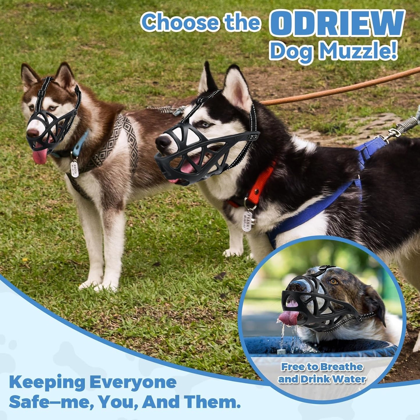 Dog Muzzle for Large Dogs, Breathable Basket Muzzles for Small, Medium and X-Large Aggressive Dog, Allows Panting Drinking, Suitable for Grooming Trimming Training (Black, L)