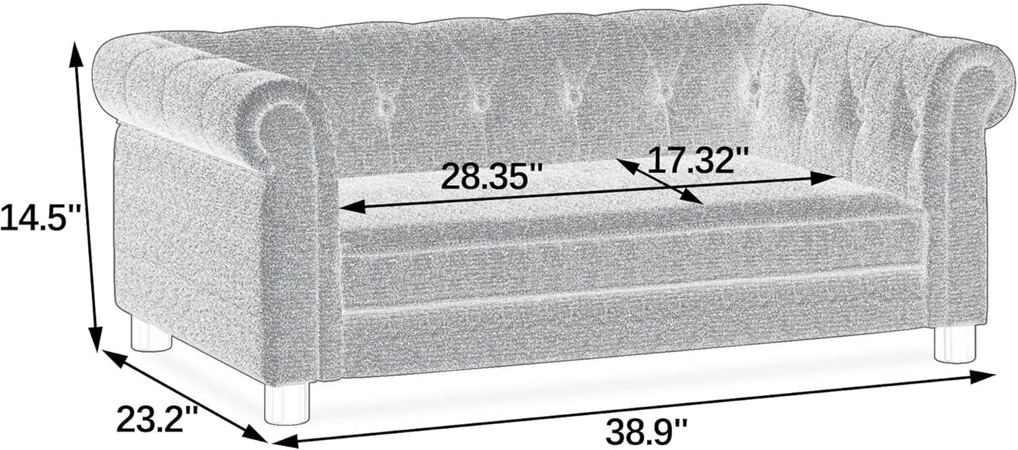 Dog Sofa Couch for Medium to Large Dogs, Memory Foam Pet Sofa Couch with Washable Fabric, Durable Elevated Dog Bed with Legs, Removable Cushion for Medium and Large Dogs, Black