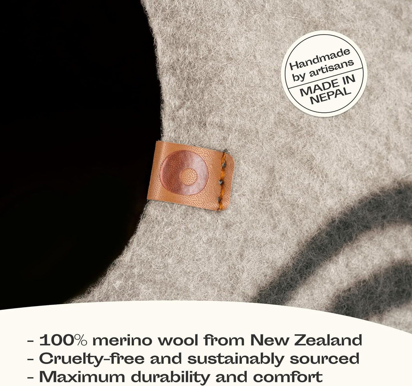 MEOWFIA Cat Cave – Premium Felt Cat Bed for Indoor Cats, Handmade 100% Merino Wool (Light Grey, Large)