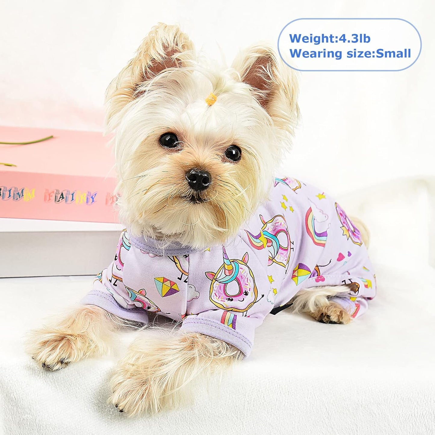 Dog Pajamas Pjs Summer Dog Clothes for Small Dogs Girl - Boy - Medium Size Dogs, Soft Stretchy Puppy Clothes Doggie Onesies Fall Cat Pet Jammies Outfit (Donut Purple, Small)