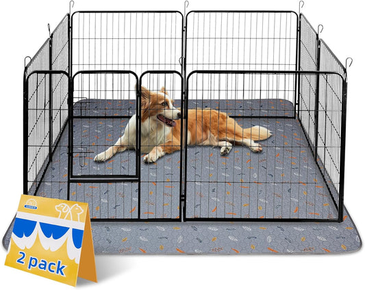 Sunheir Washable Pee Pads for Dogs Extra Large 48" x 60" 2-Pack, Reusable Puppy Pads Pet Training Pads for Dog Playpen Indoor, Waterproof Dog Pee Pads for Puppy Playpen, Whelping Pad - Light Grey