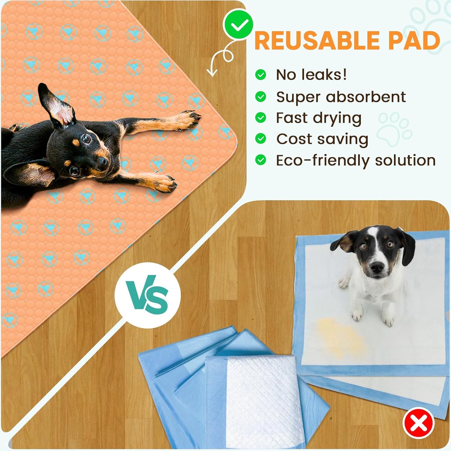 PJYucien Washable Pee Pads for Dogs, 71" x 71" Puppy Pads, Leak-Proof Potty Training Pads for Couch, Crate, Playpen, Bed, Sofa, Square. (Orange)