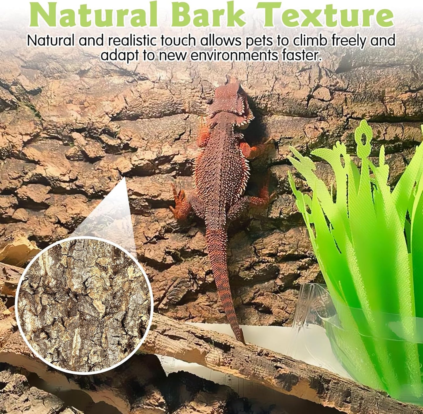 kathson 6Pcs Cork Tile Background Bark 11.8”Lx7.9”W Reptile Tank Background Terrarium Backdrop Wall Decor Natural Reptile Climbing Mat for Spider Gecko Lizard Chameleon Bearded Dragon Turtle Snake