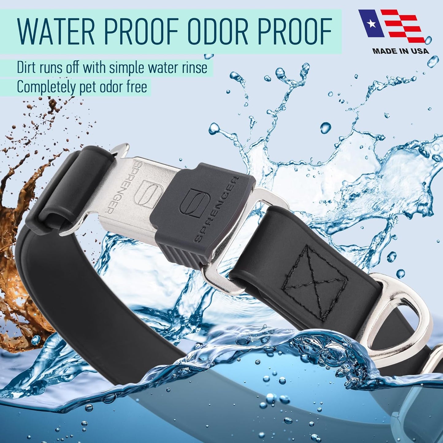 Dogline Biothane Waterproof Dog Collar with Herm Sprenger Stainless Steel Quick Release Buckle – Heavy Duty Tactical Durable Collar for Dogs – Comfortable and Safe Pet Collar, W 1" L 15-25", Black