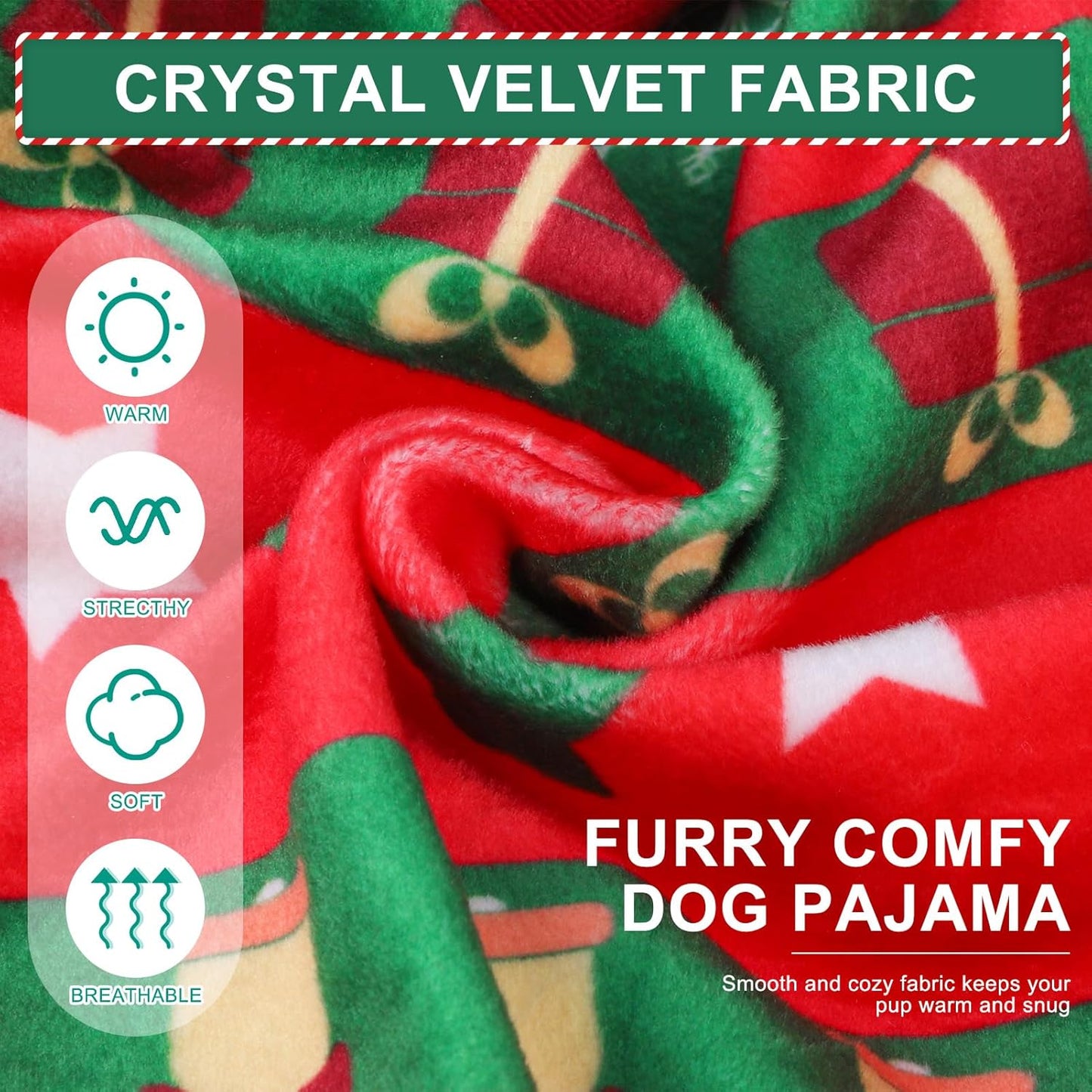 BEAUTYZOO Dog Christmas Pajamas Medium Sized Dog, Christmas Doggie Pajamas for Boys Girls, Soft Fleece Cotton Puppy Pjs Jammies Onesies for Men Women, Pet Jumpsuit Body Suit Apparel Clothes, Red M