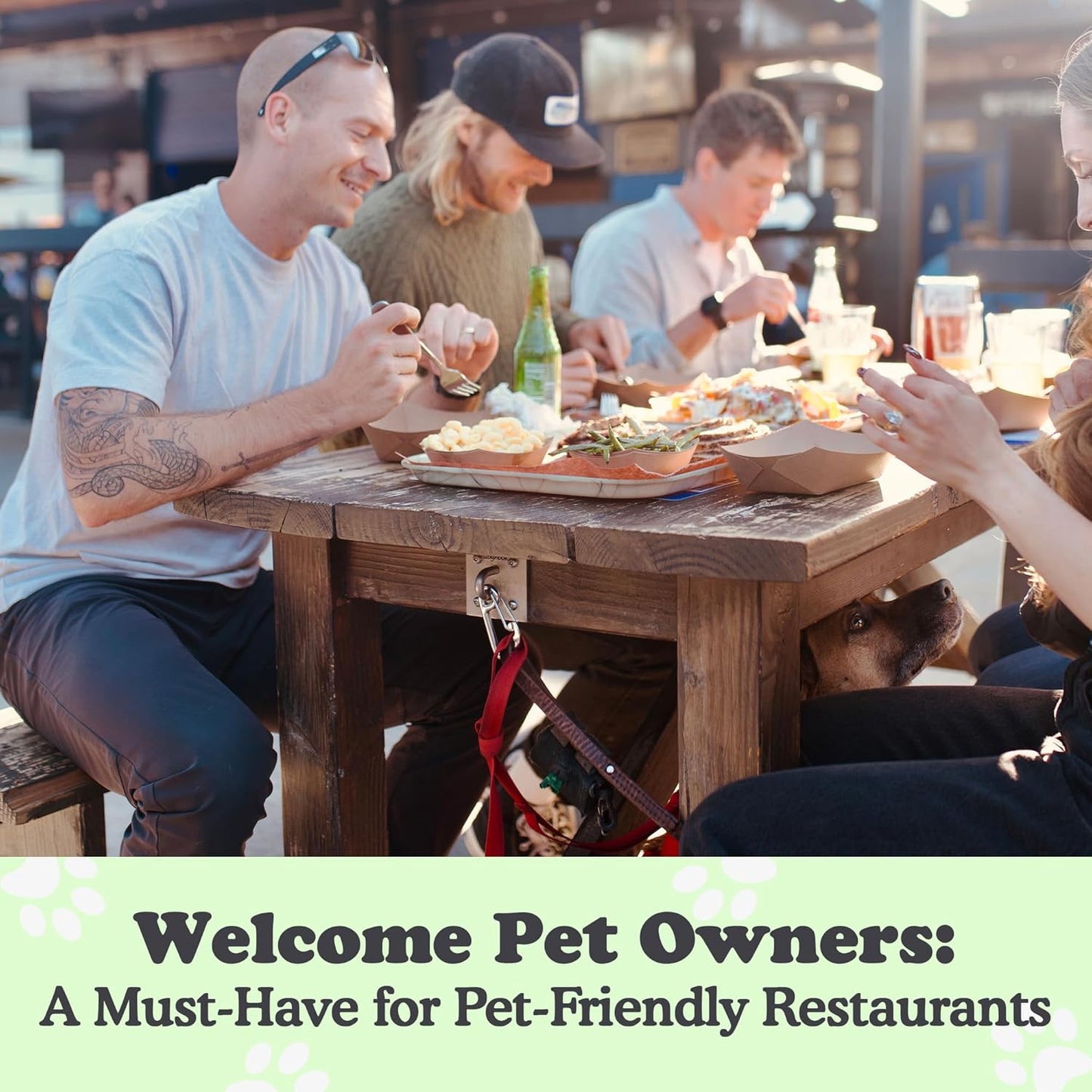 Canine Hitch- Secure Dog Leash Parking Wall Large Hook with Clip 6 Pack - Tie Out Stainless Steel & ABS Mounting Plate for Strength - Practical Lead Management for Home & Business