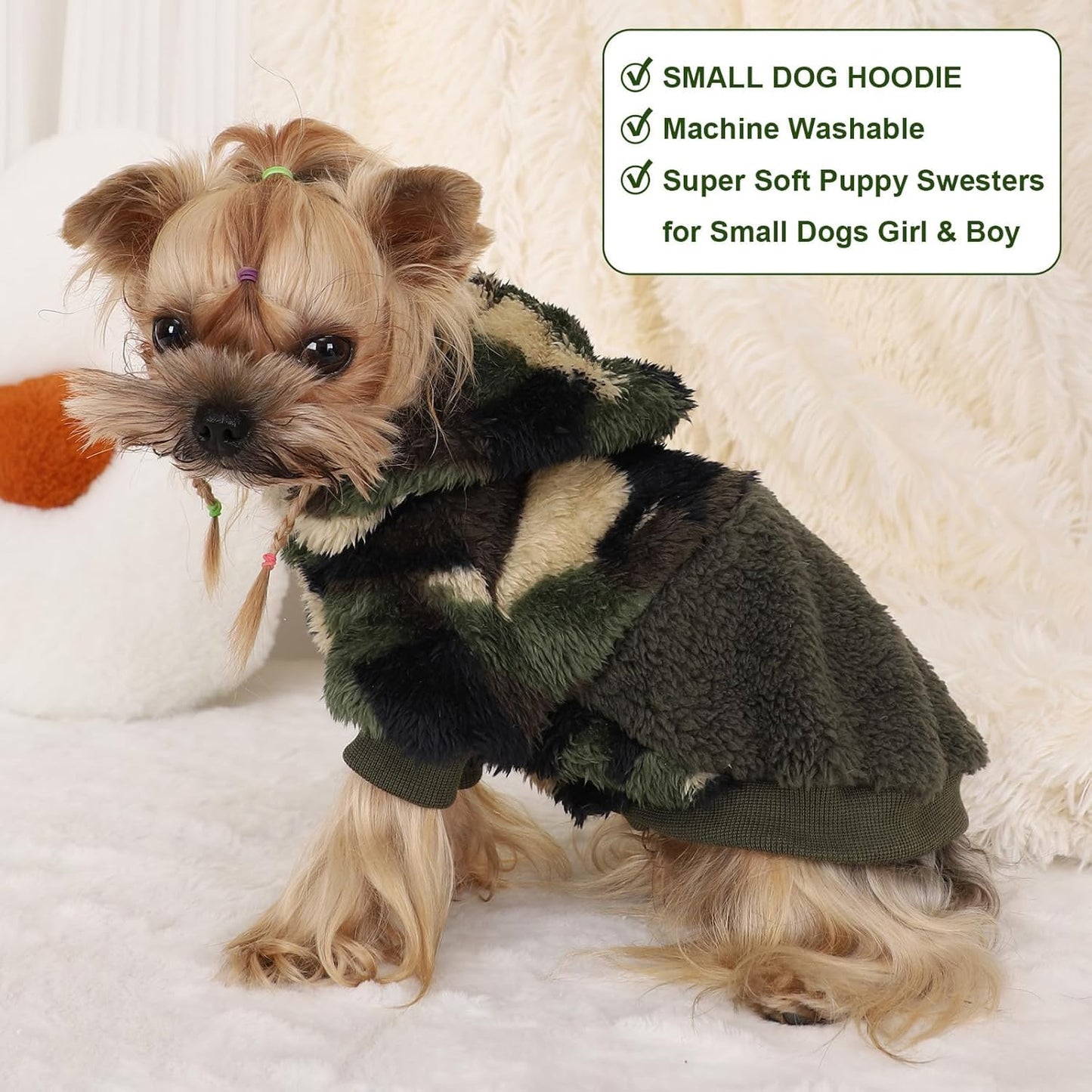 Small Dog Sweater for Dogs Hoodies,Winter Clothes Boy Girl Male Female,Warm XS Fleece Hoodies Pet Coat Apparel Outfit(XS, Army Green)