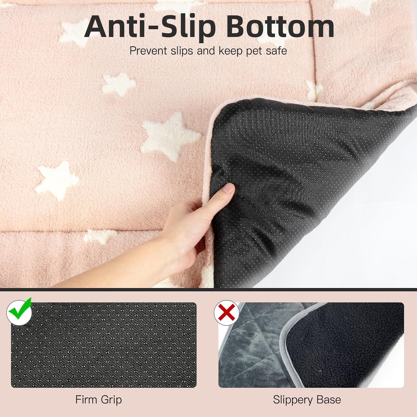 Mora Pets Dog Crate Pad Dog Kennel Bed Crate Mat for Large Dogs Washable Cute Star Pet Bed for Cage Ultra Soft Flat Pillow Cushion for Cozy Sleeping Anti-Slip Pink 42 x 27