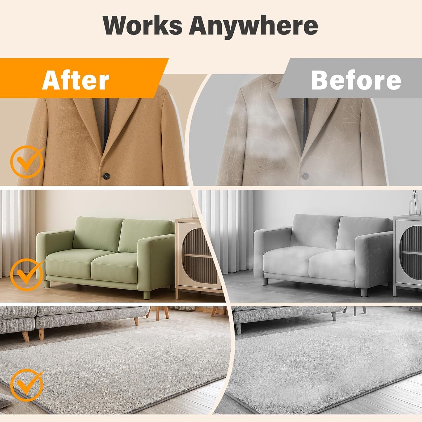 Upgraded Pet Hair Removal Glove - Reusable Electrostatic Fur Remover for Furniture, Clothes, Carpet & Car, Ideal for Dogs & Cats