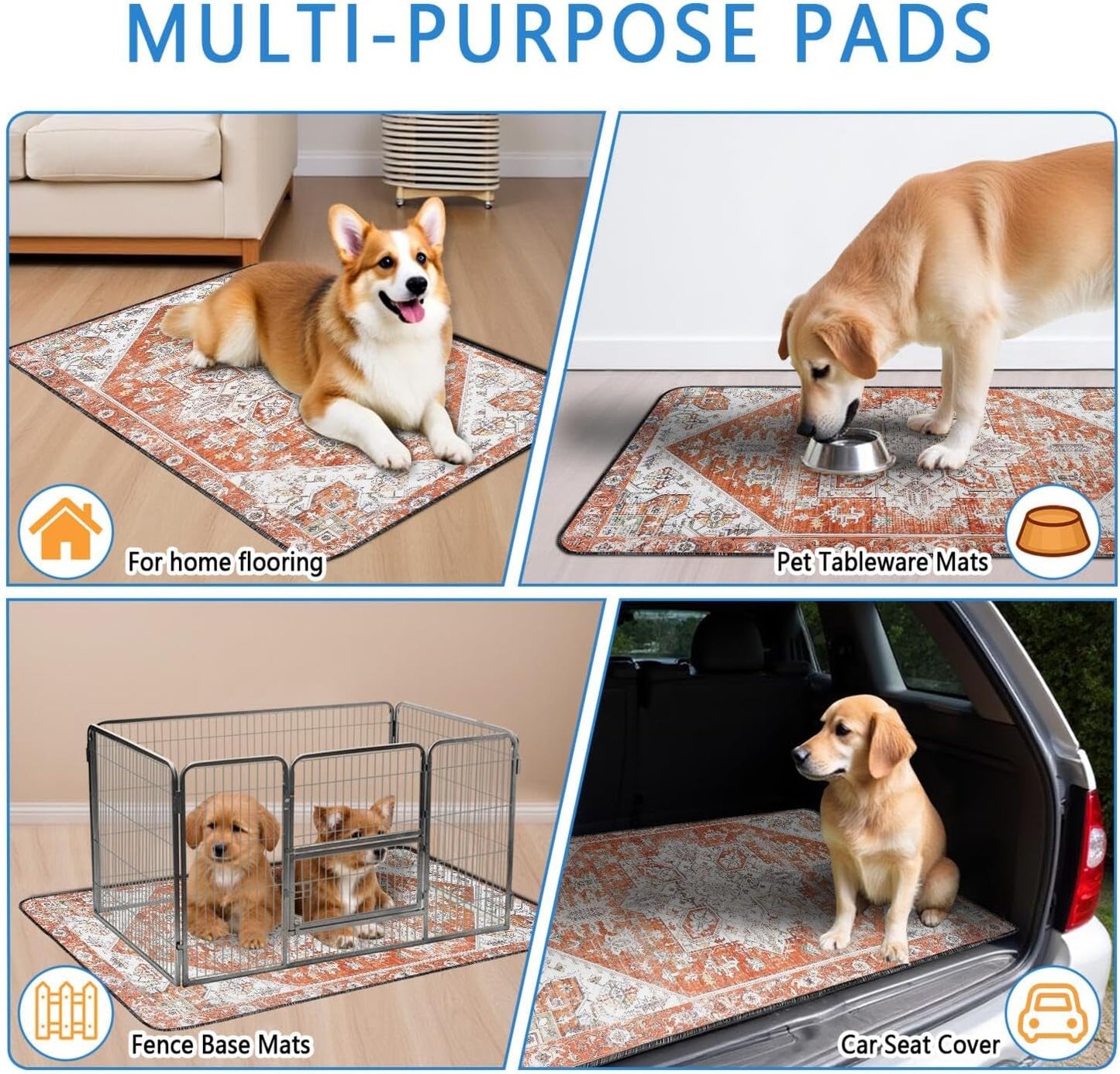 Washable Pee Pads for Dogs 2 Pack, Absorbent Reusable Puppy Pads Waterproof, Leakproof & Non-Slip Whelping Pad, Potty Training Pads for Dogs Playpen Mat 24x36
