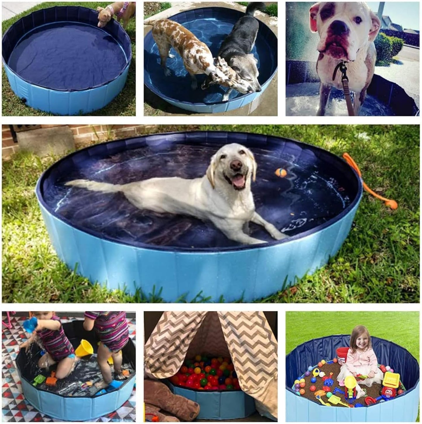 Jasonwell Foldable Dog Pool Collapsible Hard Plastic Dog Swimming Pool Portable Kiddie Pool Pet Pool Doggie Wading Pool Bath Tub for Puppy Small Medium Large Dogs Cats and Kids 87"