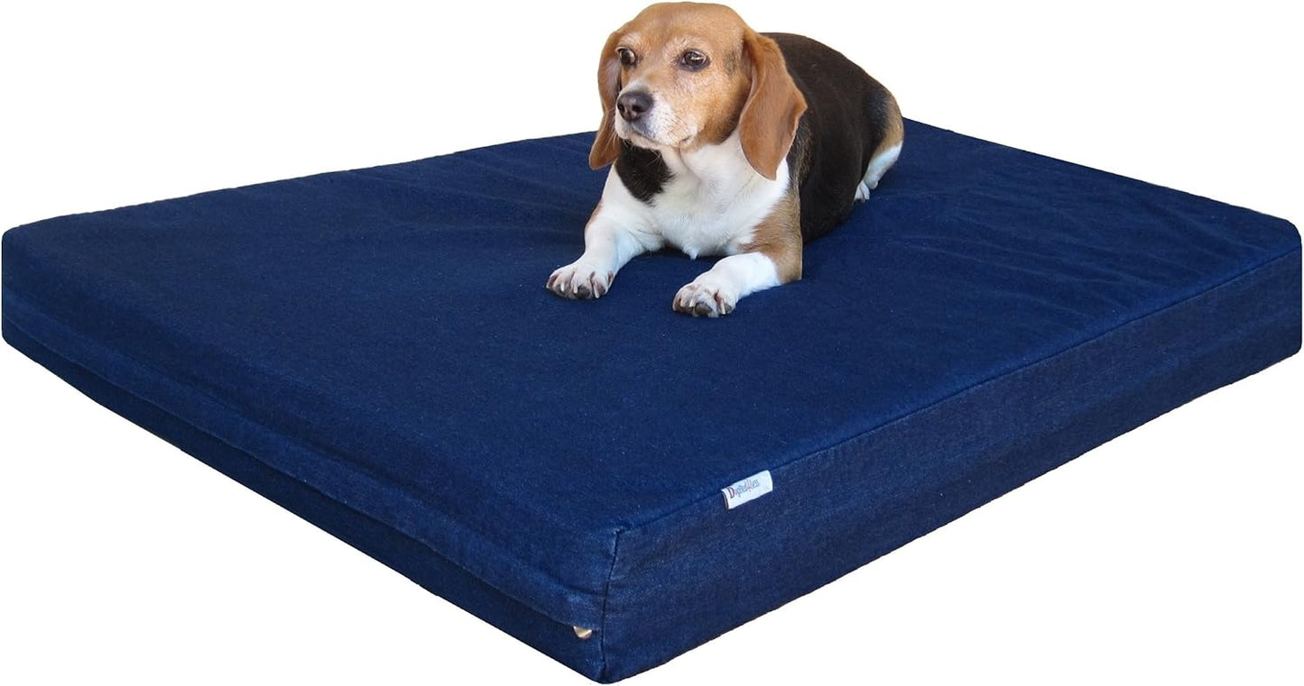 Dogbed4less Premium Orthopedic Memory Foam Dog Bed for Medium Large Dogs, Washable Durable Denim Cover, Waterproof and Extra External Pet Bed Case 37"X27"X4"