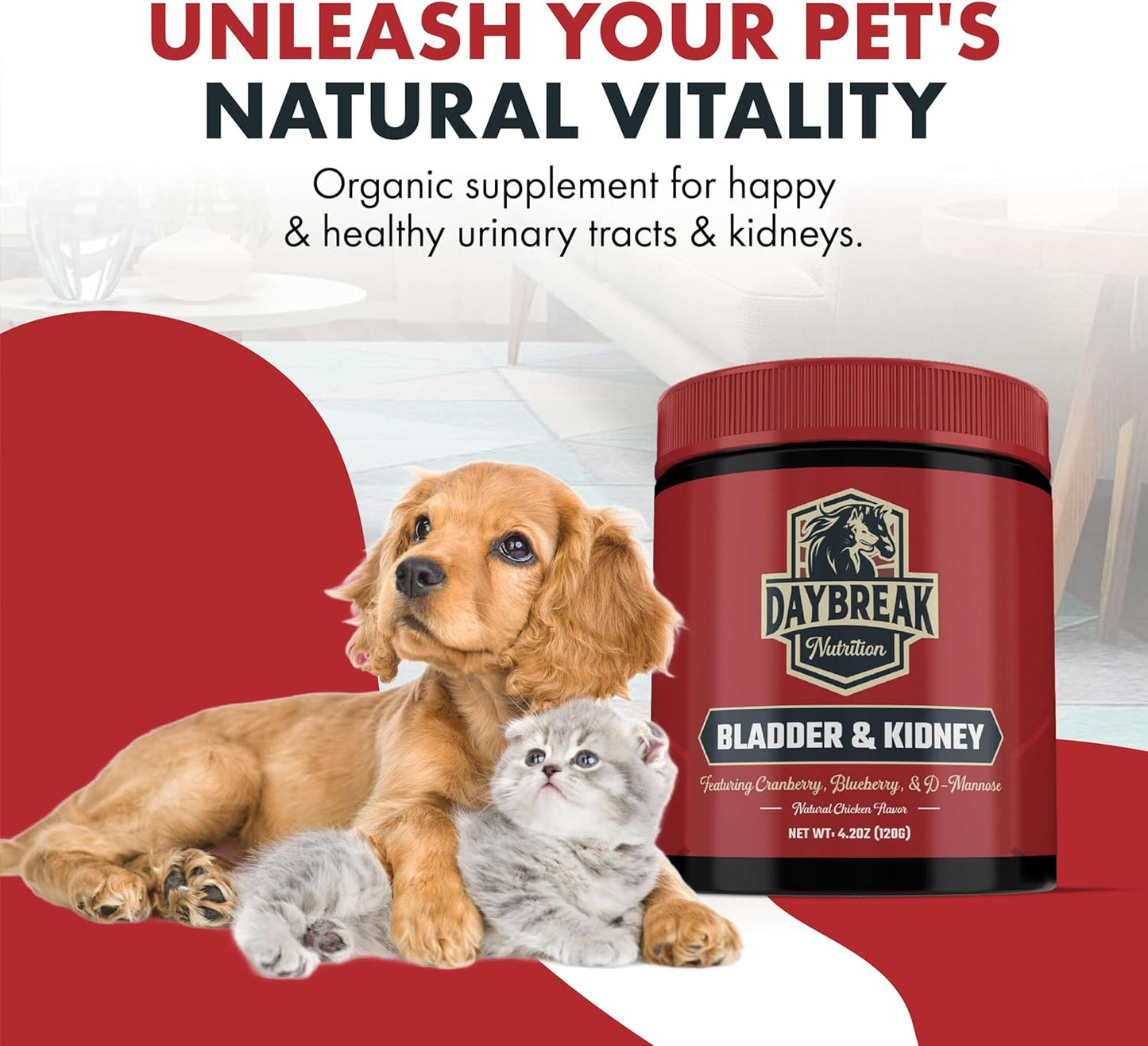 Bladder and Kidney Relief for Dogs & Cats by Daybreak Nutrition | Powder Cranberry Supplement for Dogs and Cat for UTI Treatment & Urinary Support | Dog & Cat Urinary Tract Infection Remedy Supplement