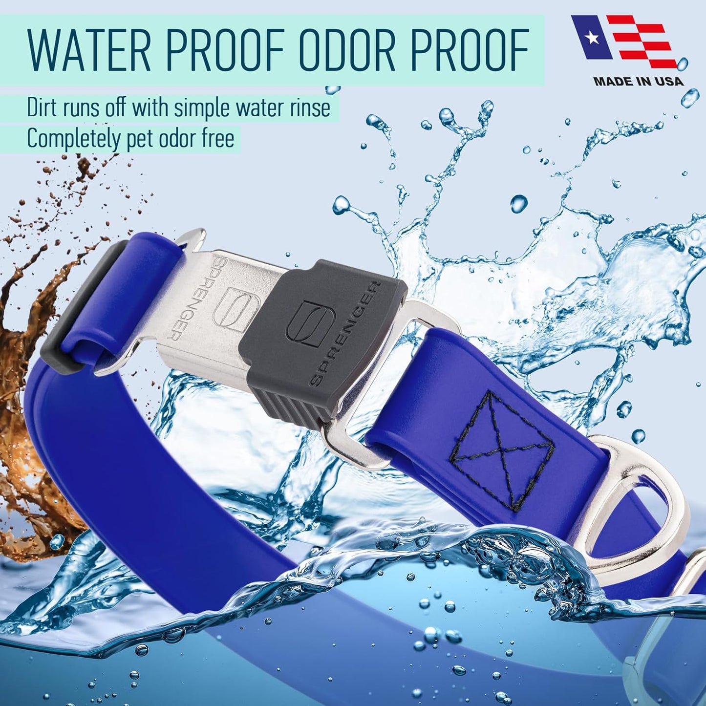 Dogline Biothane Waterproof Dog Collar with Herm Sprenger Stainless Steel Quick Release Buckle – Heavy Duty Tactical Durable Collar for Dogs – Comfortable and Safe Pet Collar W 1" L 15-25" Blueberry