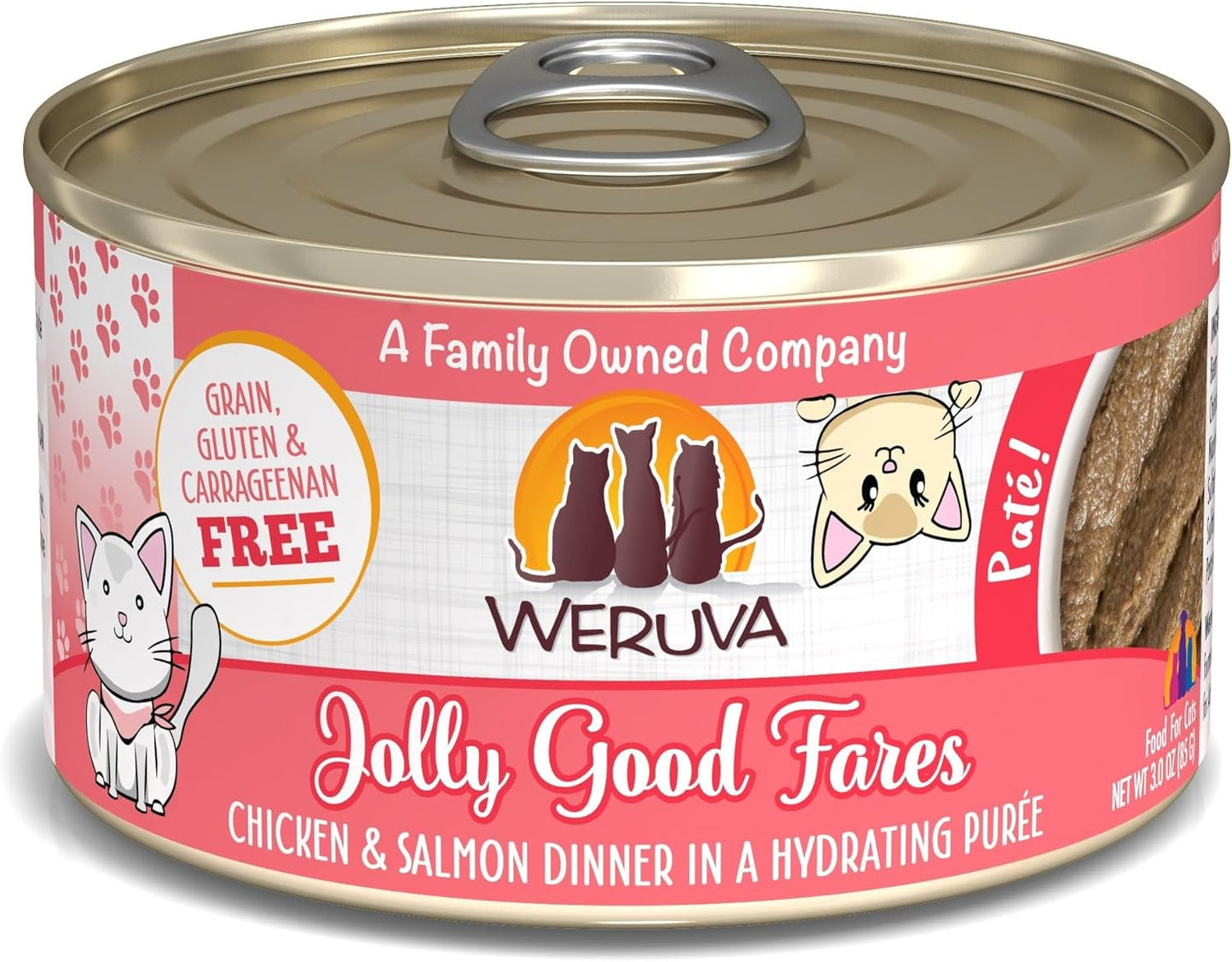 Weruva Wet Cat Food, Jolly Good Fares with Chicken and Salmon Pate, 3oz Can, Pack of 12