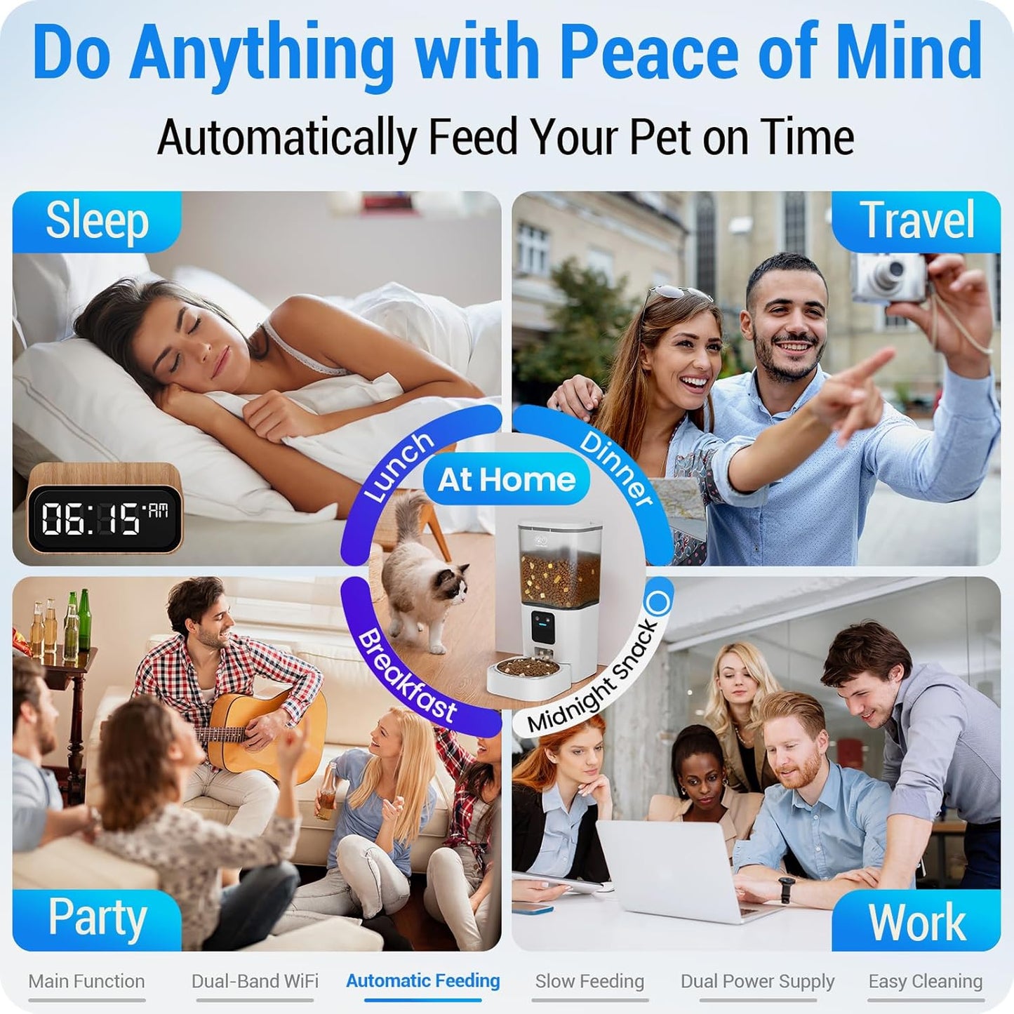 Automatic Cat Feeder with Slow Feed: 5G WiFi Automatic Dog Feeder with APP Control, 7L Auto Cat Food Dispenser with Alexa for Multiple Pets, Detachable for Easy Cleaning - 29 Cup