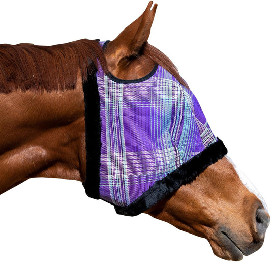 Kensington Fly Mask with Fleece Trim for Horses — Protects Face and Eyes Helps Block Sun Rays While Allowing Full Visibility — Breathable and Non Heat Transferring