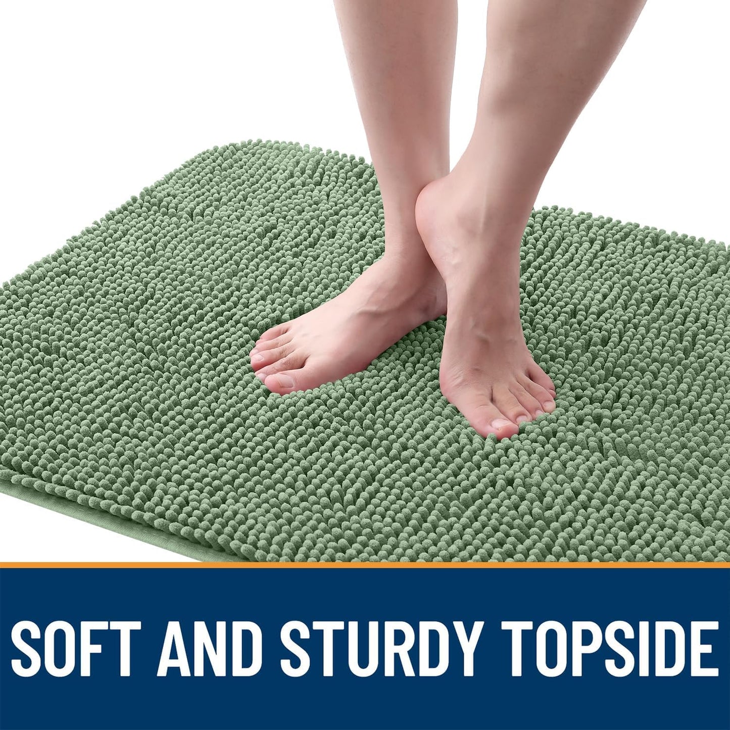 OLANLY Dog Door Mat for Muddy Paws 36x24, Absorbs Moisture and Dirt, Absorbent Non-Slip Washable Doormat, Quick Dry Chenille Mud Mat, Entry Indoor Entryway Carpet for Inside Floor, Olive Green