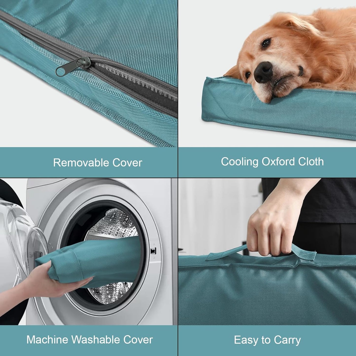 Orthopedic Dog Bed for Large Dogs, Big Waterproof Washable Dog Bed for Large Sized Dogs with Egg Crate Foam Pet Bed Mat, Removable Oxford Cooling Cover, Light Blue