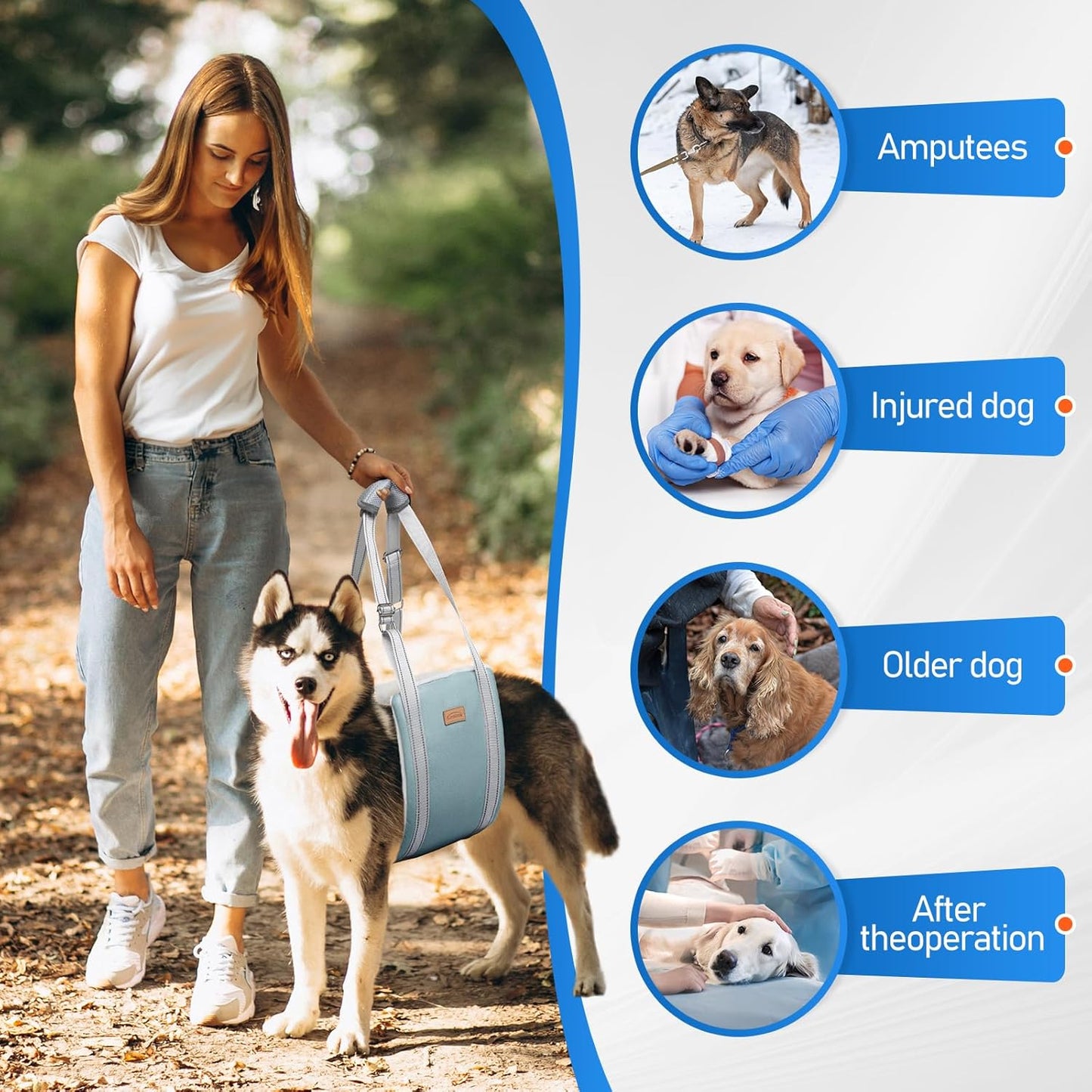 Dog Lift Harness for Extra Large Dogs, Adjustable Dog Sling for Back Legs, Hip Support Harness to Help Lift Dogs Rear for Canine Aid and Old K9 Cruciate Ligament Rehabilitation - Extra Large, Grey