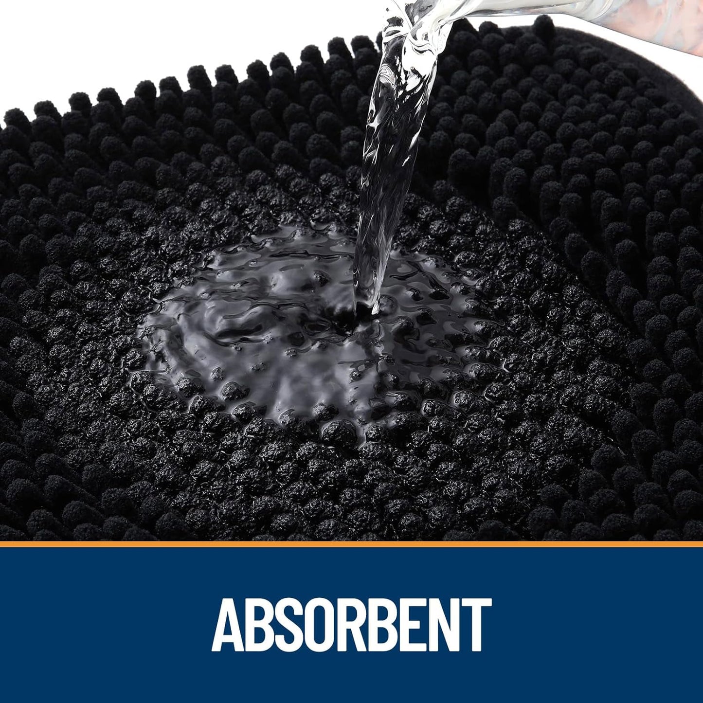 OLANLY Dog Door Mat for Muddy Paws 54x24, Absorbs Moisture and Dirt, Absorbent Non-Slip Washable Doormat, Quick Dry Chenille Mud Mat for Dogs, Entry Indoor Entryway Carpet for Inside Floor, Black