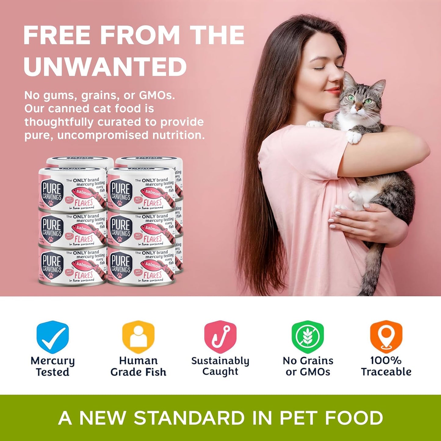 Salmon Flakes in Tuna Consommé, Canned Wet Cat Food Soup, 100% Mercury-Tested, Moist Can Fish, Grain-Free Protein, Non-GMO, 3oz, Pack of 12