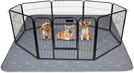 Sunheir Washable Pee Pads for Dogs 72"x72", Extra Large Reusable Puppy Pads Pet Training Pads for Dog Playpen, Waterproof Pee Pads for Puppy Playpen, Whelping Pad, Dog Playpen Indoor - Light Grey