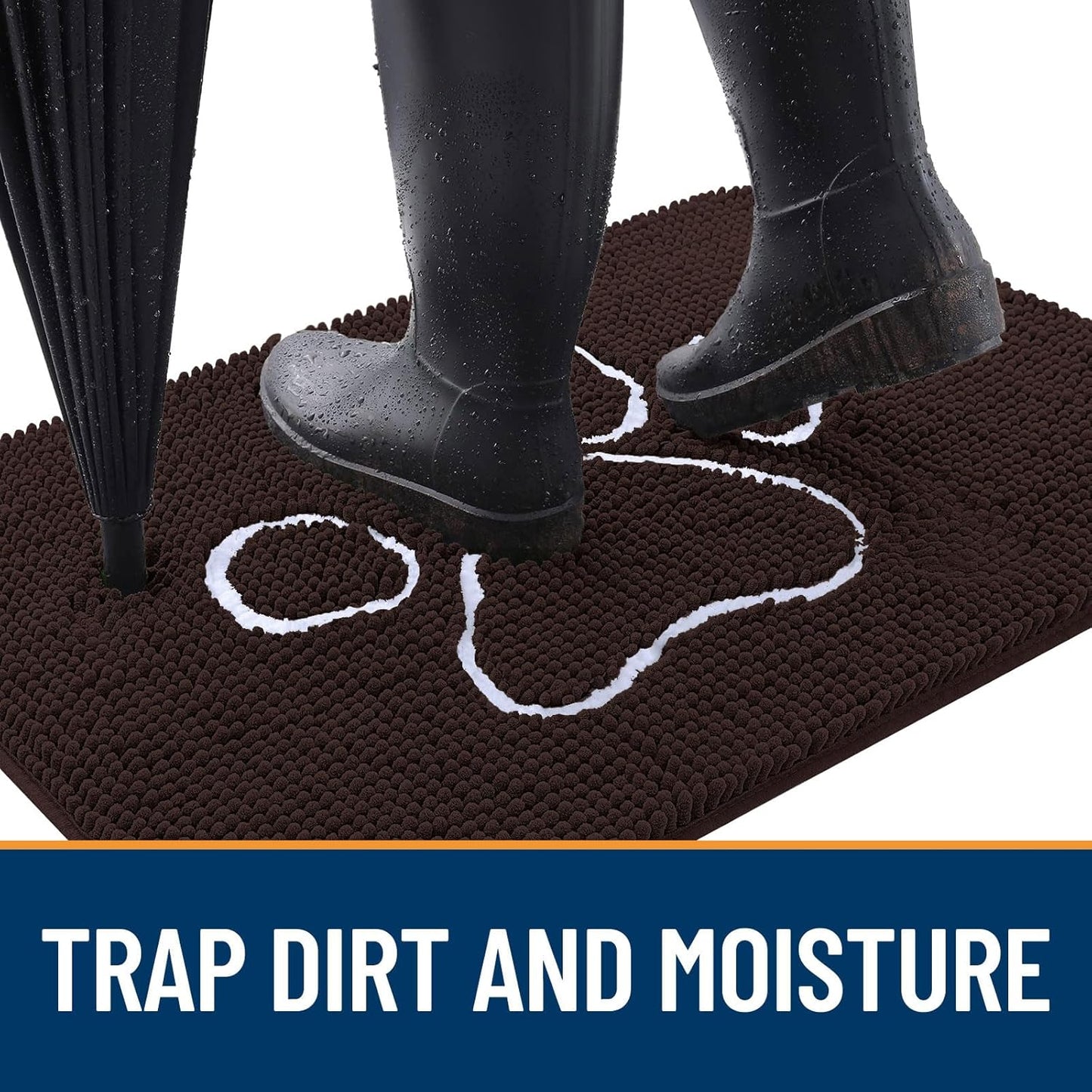 OLANLY Door Mat for Muddy Dog Paws 70x24, Ultra Absorbent Chenille Mud Doormat with Paw Print Design, Non-Slip Washable Doormat for Indoor Entryway, Quick-Dry Pet Bed Mats for Dirty Dogs, Brown