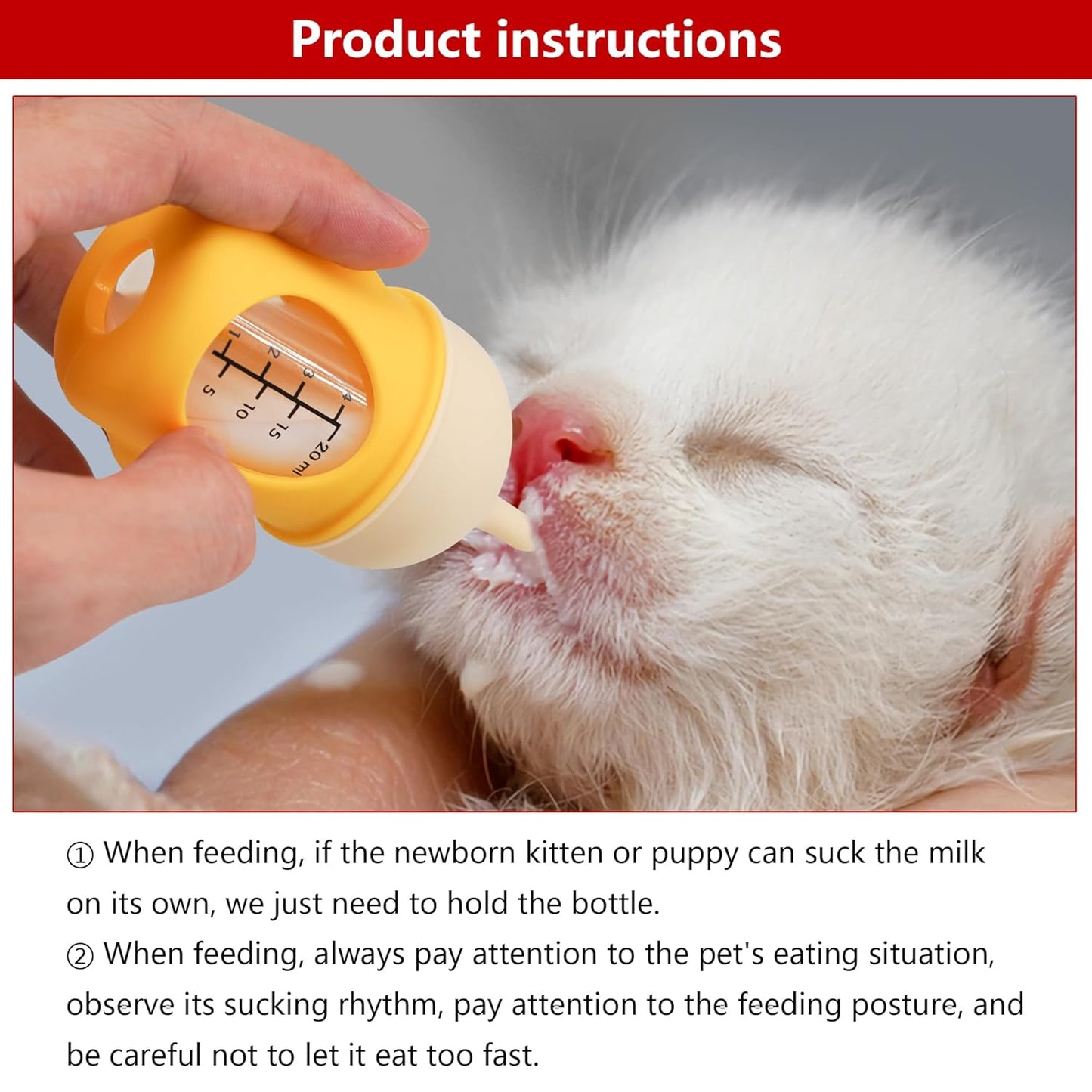 Puppy Bottles for Nursing，Kitten Bottles for Nursing，Pet Feeding Bottle，(Yellow- 20ml)