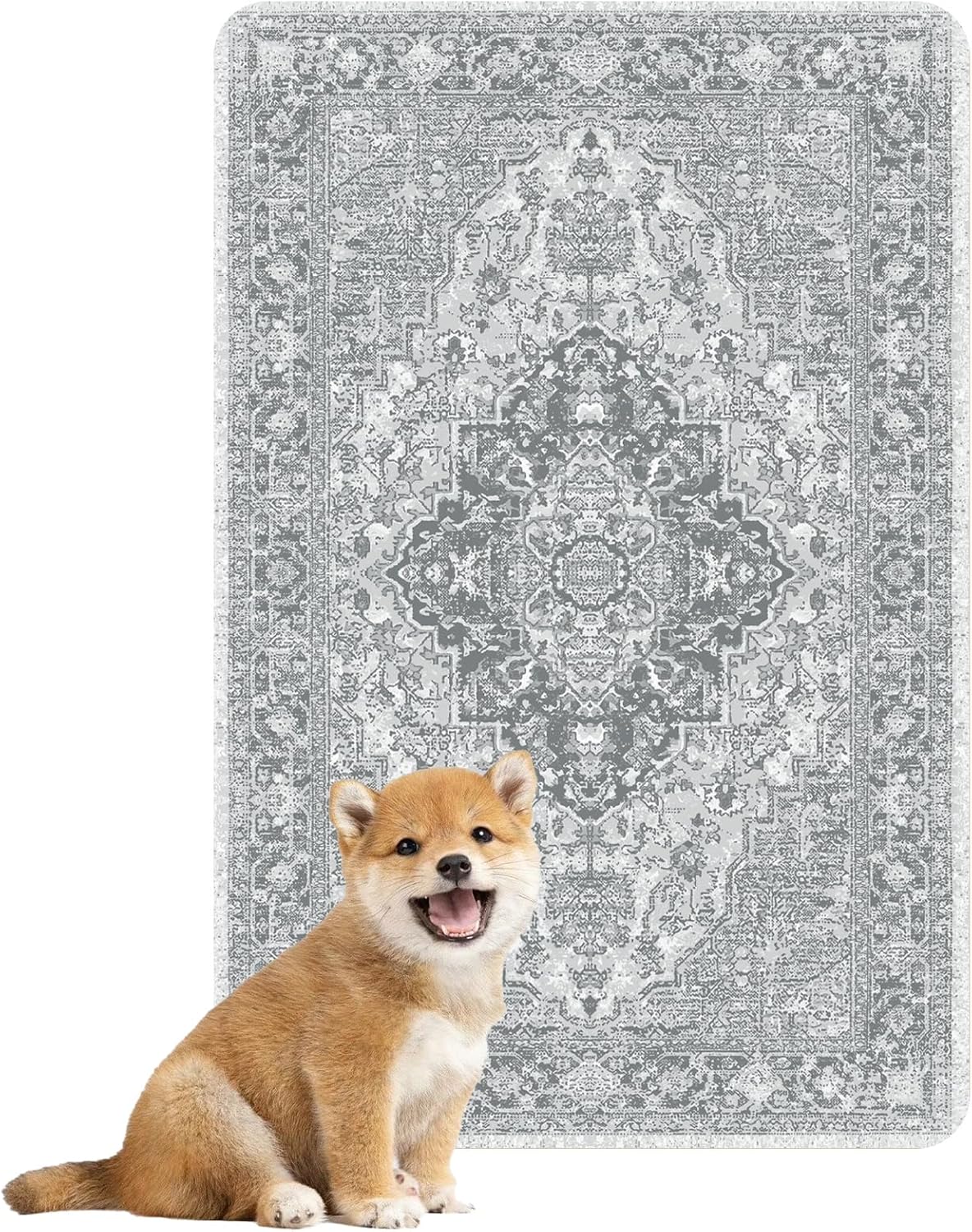 nunubaby Washable Pee Pads for Dogs, Stylish, Non-Slip and Leak-Proof Pee Pads. Reusable Potty Pads for Dogs for Crates and Floors.(Gray/Geo, 24" x36")