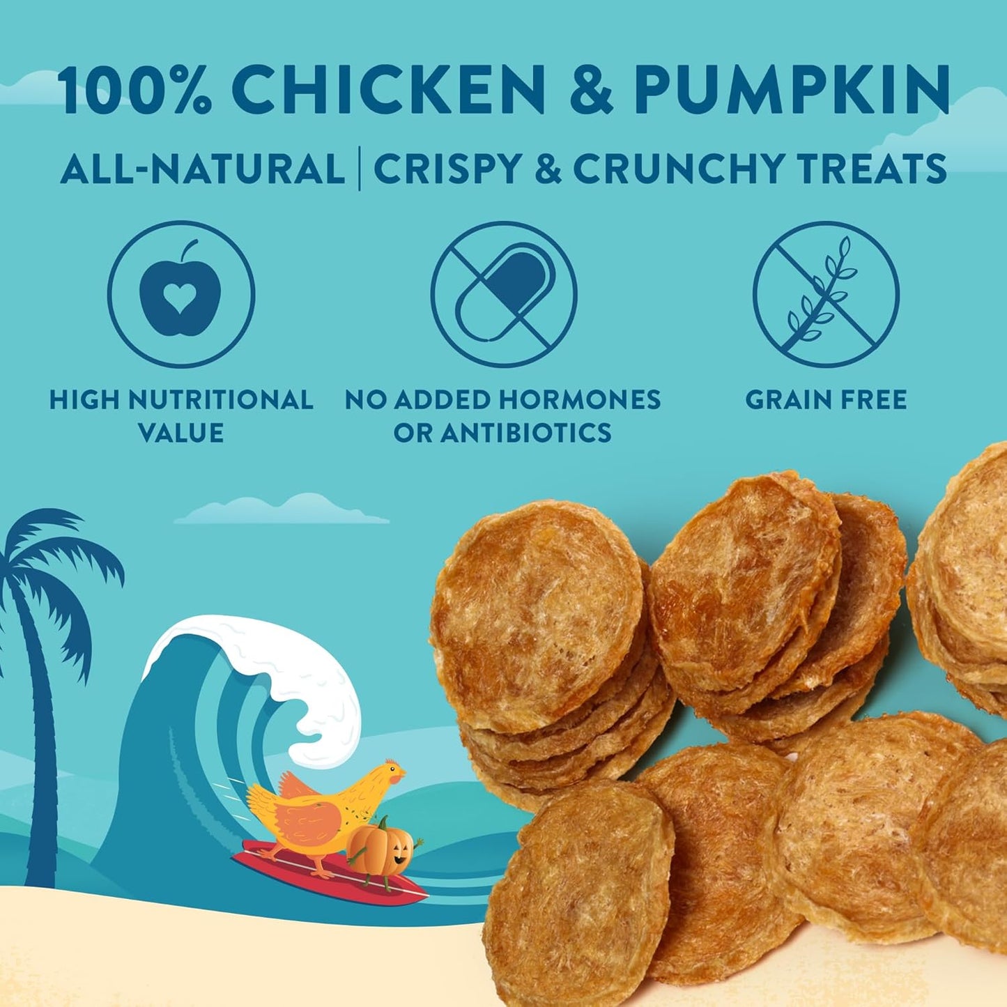 Chicken & Pumpkin Chips – Single Ingredient Dog Treats, All Natural & Healthy Training Snacks for Small, Medium & Large Breeds, Puppies – High Protein, Made in USA 3oz