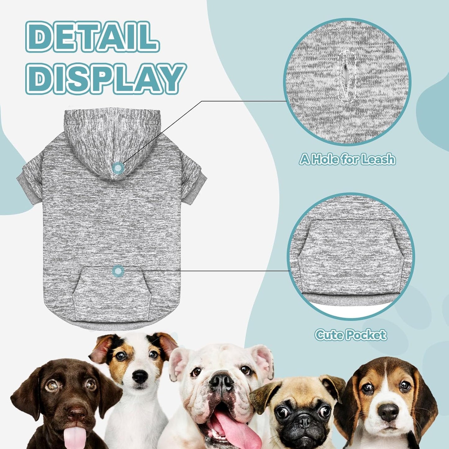 Dog Sweaters for Large Dogs Dog Hoodie Fleece Dog Sweater Soft Dog Clothes Sweatshirt with Pocket Dog Hoodie for Large Dogs(Grey&XL)