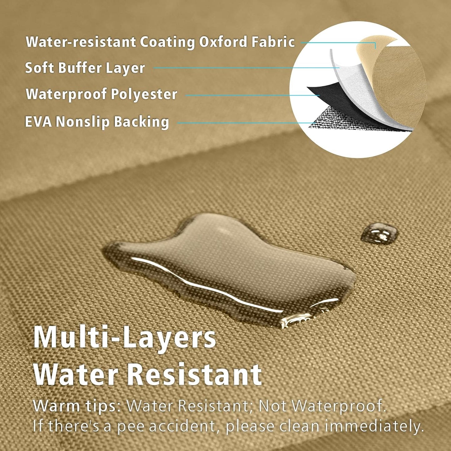 F-color SUV Cargo Liner for Dogs, Water Resistant Pet Cargo Cover Dog Seat Cover Mat for SUVs Sedans Vans with Bumper Flap Protector, Non-Slip, Large Size Universal Fit, Khaki