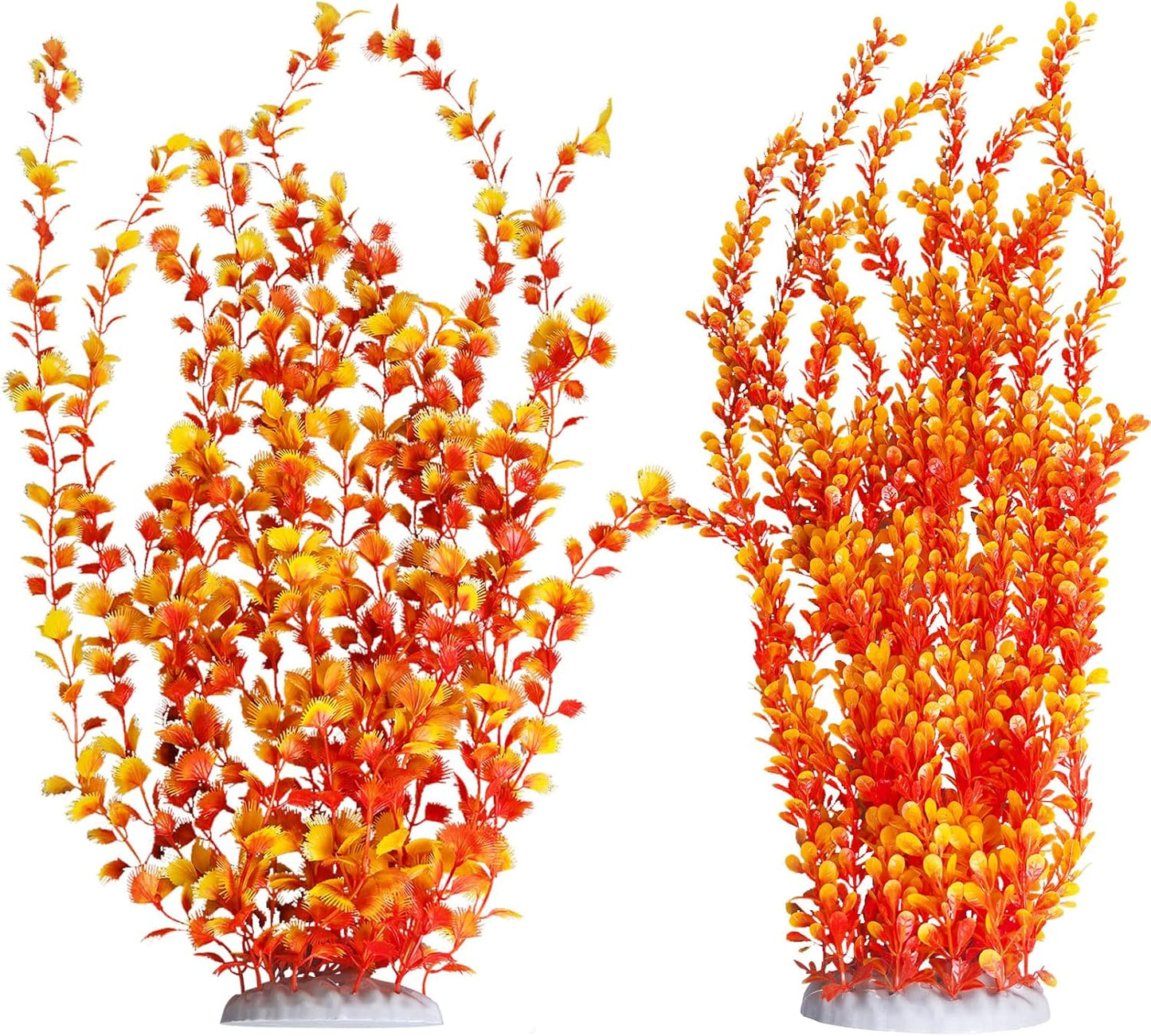 Hamiledyi Aquarium Plastic Plants Aquarium Decor Artificial Fish Tank Plants,Tall Fish Tank Decorations, Extra Large Aquarium Plant 23.6-inch Tall,2PCS（Orange Style B）