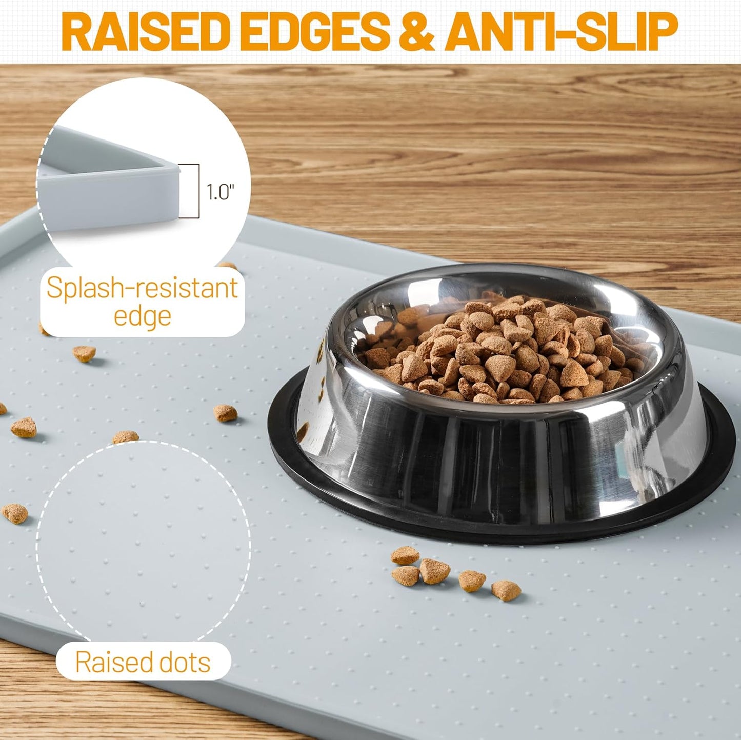 Hubulk Dog Feeding Mat,100% Waterproof Food Grade Silicone Pet Food and Water Bowl Placemat,Dishwasher, High Raised Edge to Prevent Spills,Nonslip Tray to Stop Messes on Floor（32"x24"x1.0", Mist）