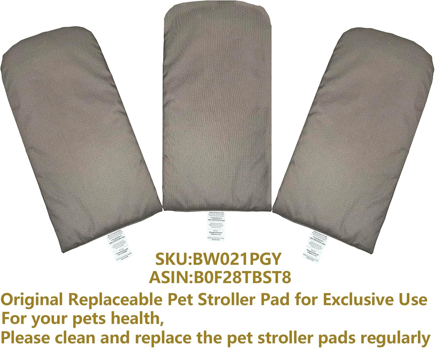 ROODO Pet Stroller Inner Pad for Exclusive Use,Original,Replaceable,Easy to Clean,Set of 3 pc(Cationic ash)