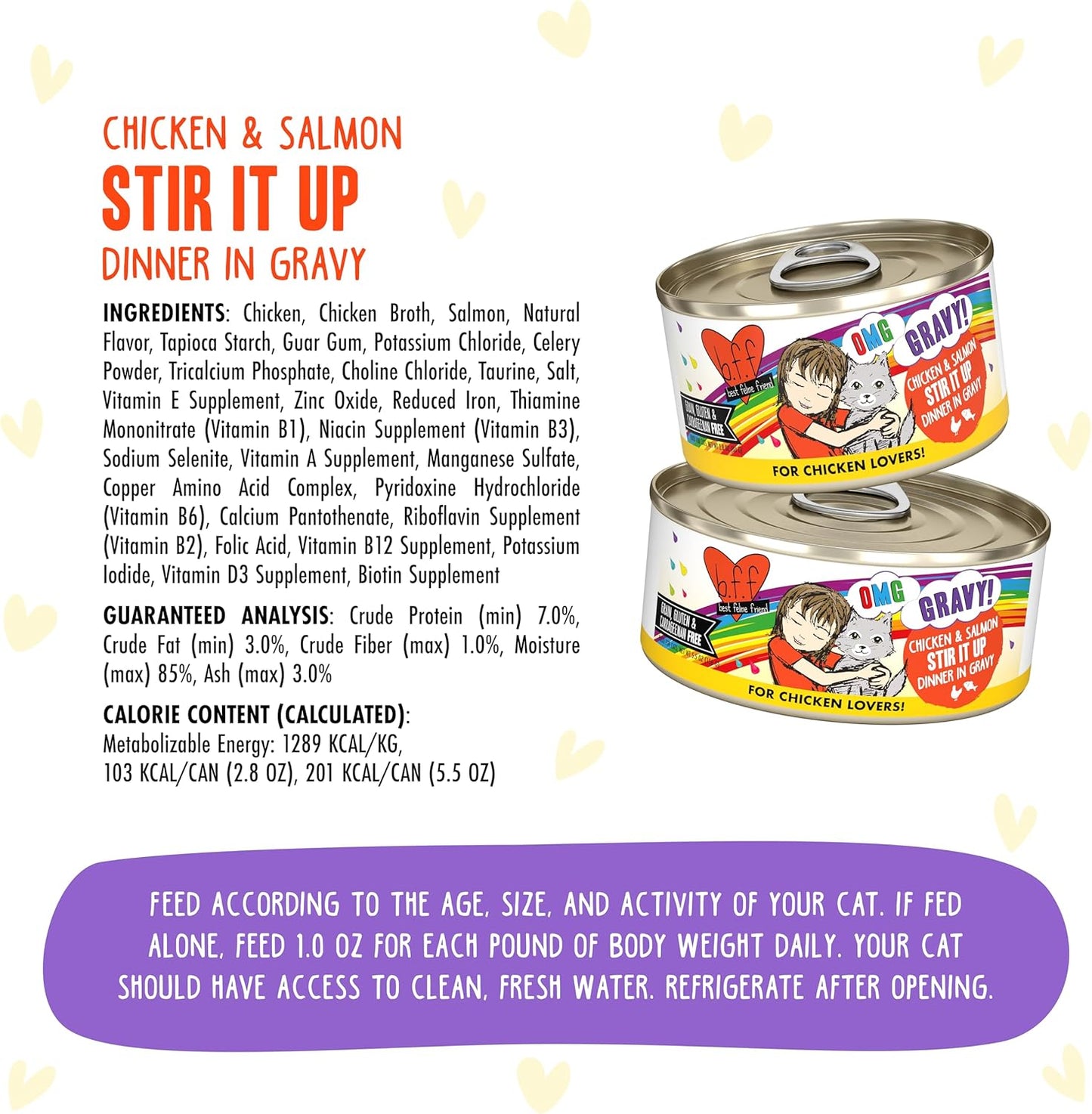 Weruva B.F.F. OMG - Best Feline Friend Oh My Gravy!, Chicken & Salmon Stir It Up with Chicken & Salmon in Gravy, 5.5oz Can (Pack of 8)