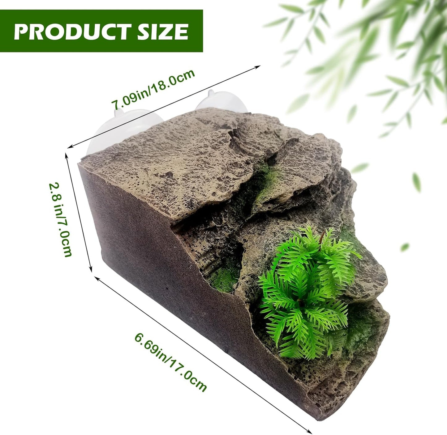 kathson Turtle Basking Platform with Suction Cup,Turtle Ramp Climbing Basking Platform Artificial Plants Decor Resting Basking Terrace Aquarium Ornament Rock for Turtle Frogs Lizards Bearded Dragon