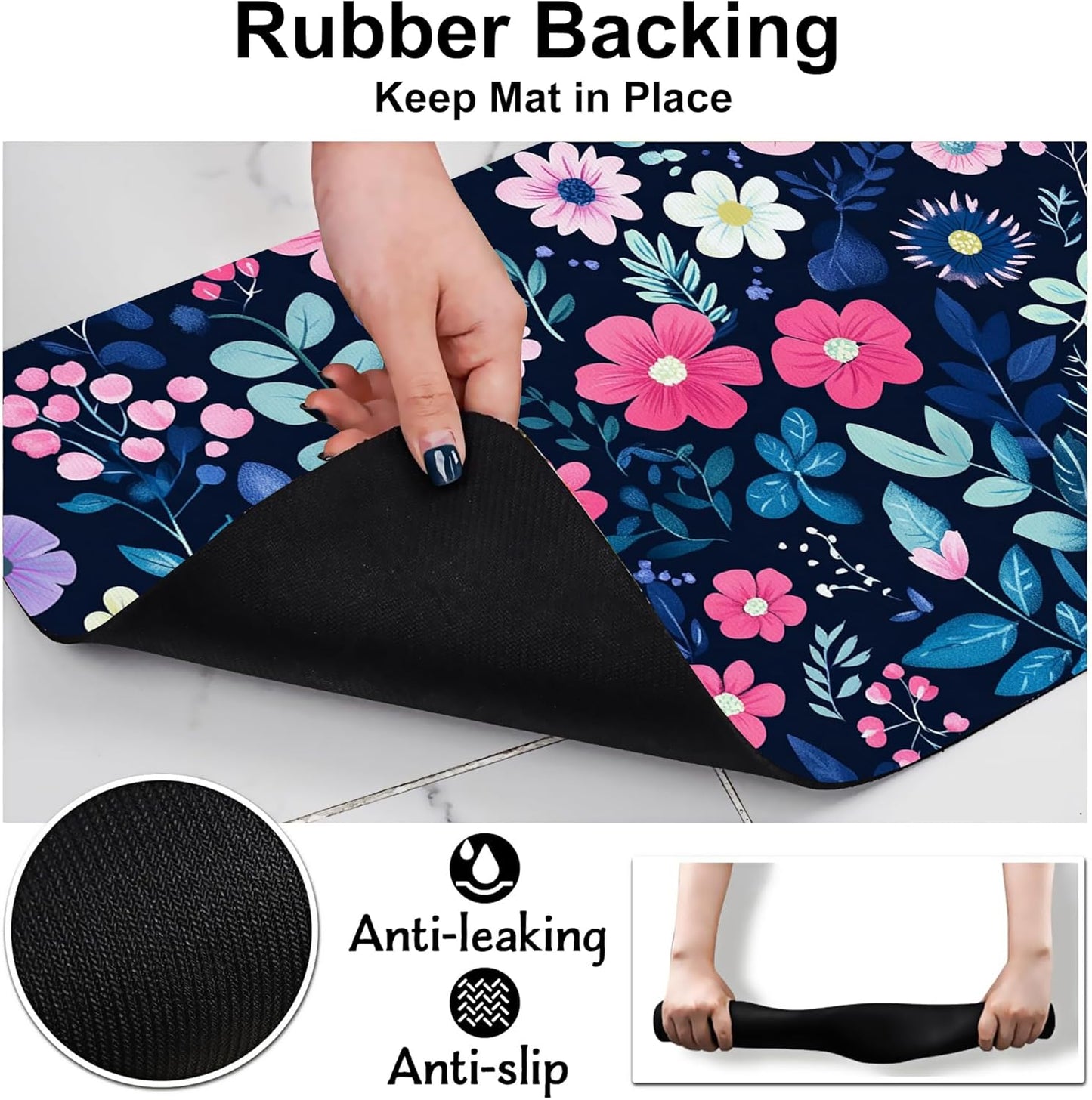 Groovy Wildflowers Pet Feeding Mat-Quick Dry Absorbent Dog Cat Food Mat, Anti-Slip Water Bowl Mats for Messy Eaters-No Stains Indoor Pet Accessories 16"x24"