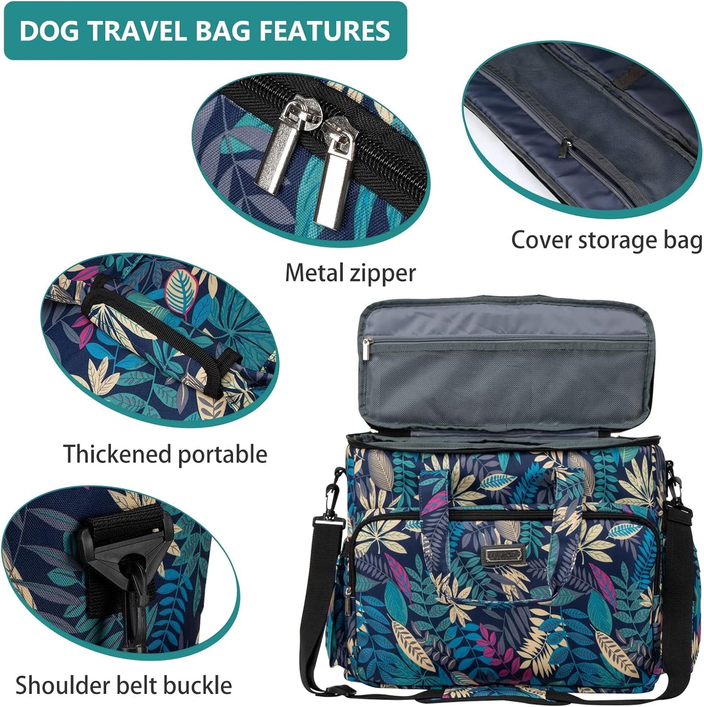 BAGLHER Dog Travel Bag, Pet Travel Bag (ALL Pet Travel Supplies), With 2 Pet Food Containers and 2 Collapsible Silicone Bowls; Essential Kits for Pet Travel Hawaii
