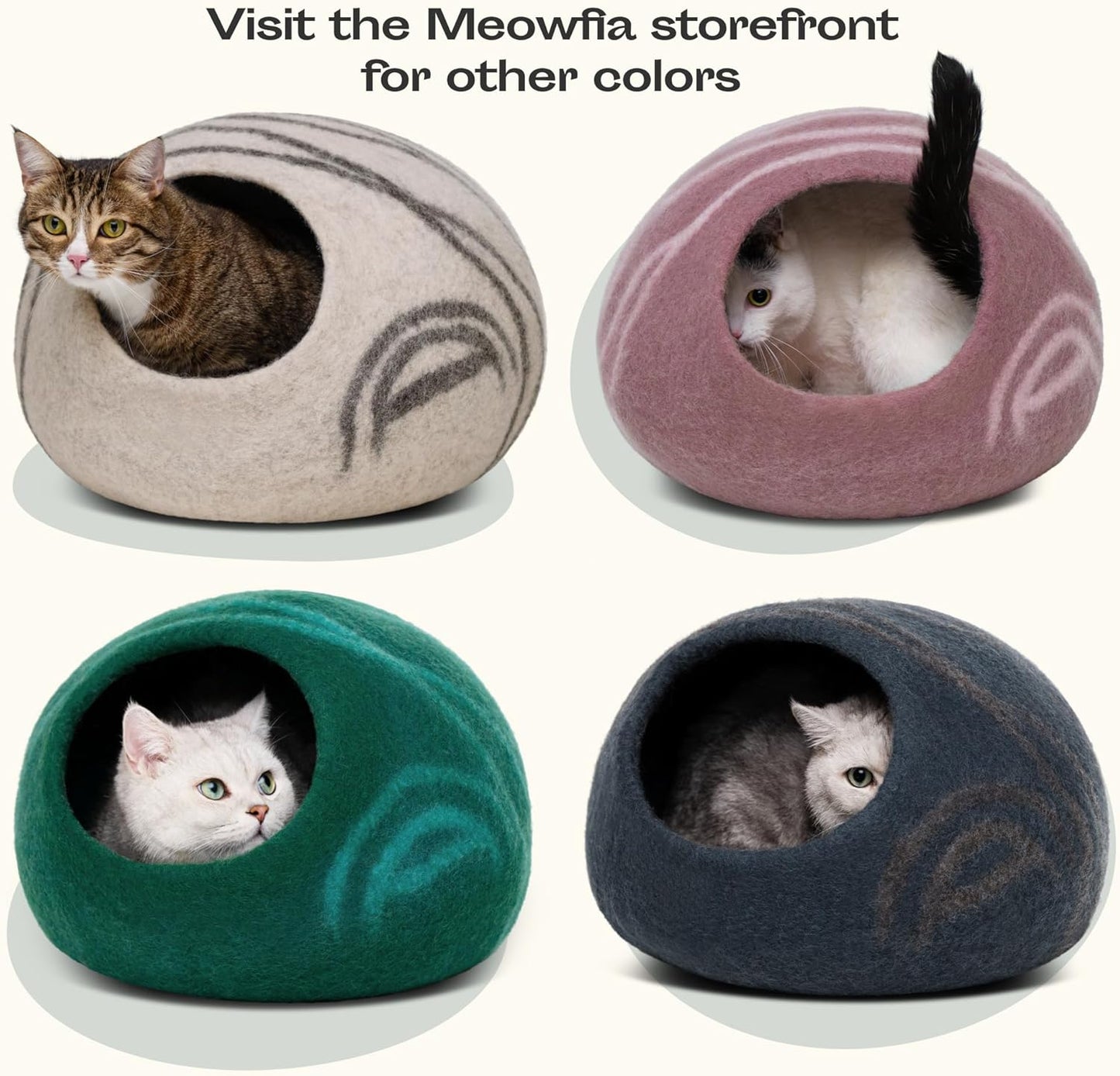 MEOWFIA Cat Cave – Premium Felt Cat Bed for Indoor Cats, Handmade 100% Merino Wool (Medium, Tucson Sunset)