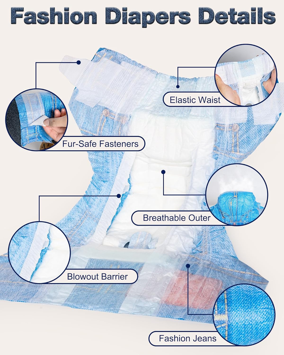 Pet Soft Dog Diapers Female, Disposable Dog Diapers, Cat Diaper for Female Cats, Puppy Diaper 16pcs Small