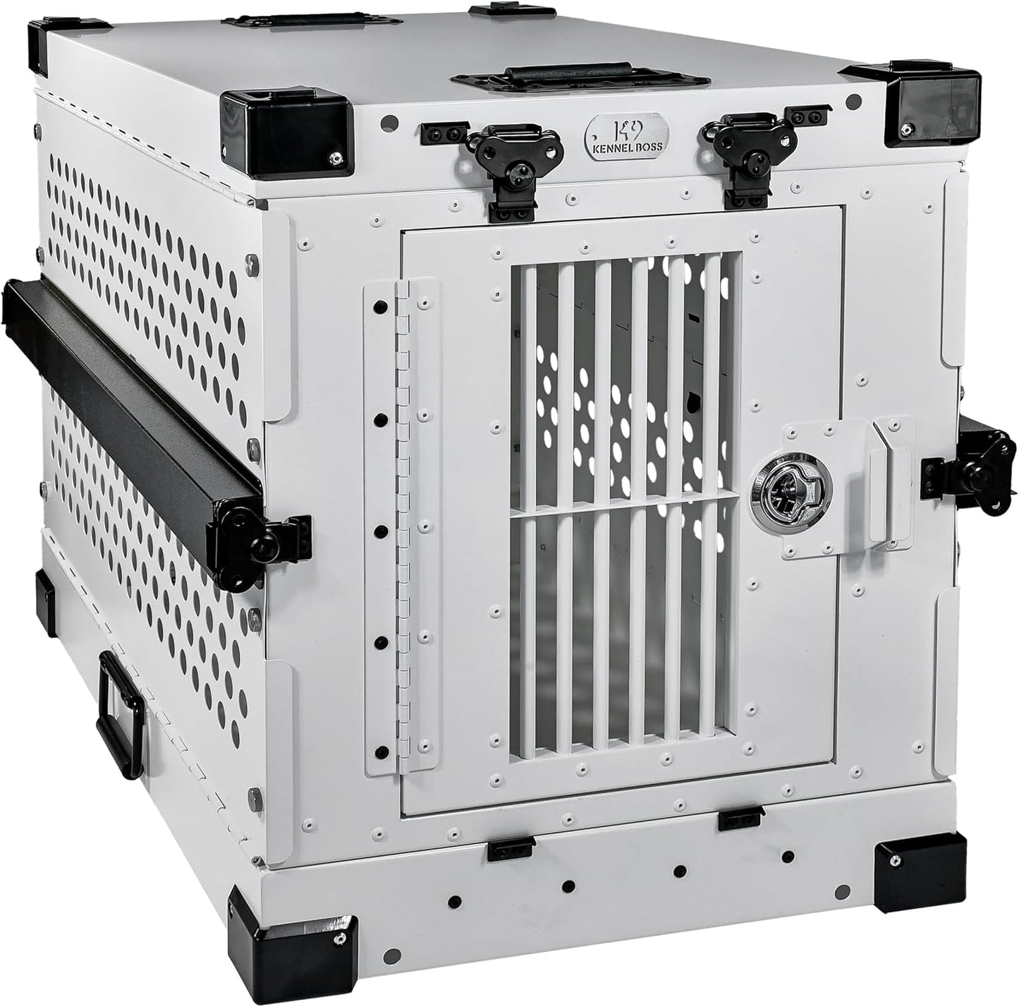 Heavy Duty Fully Collapsible Powder-Coated Aluminum Dog Crate - Small (White)