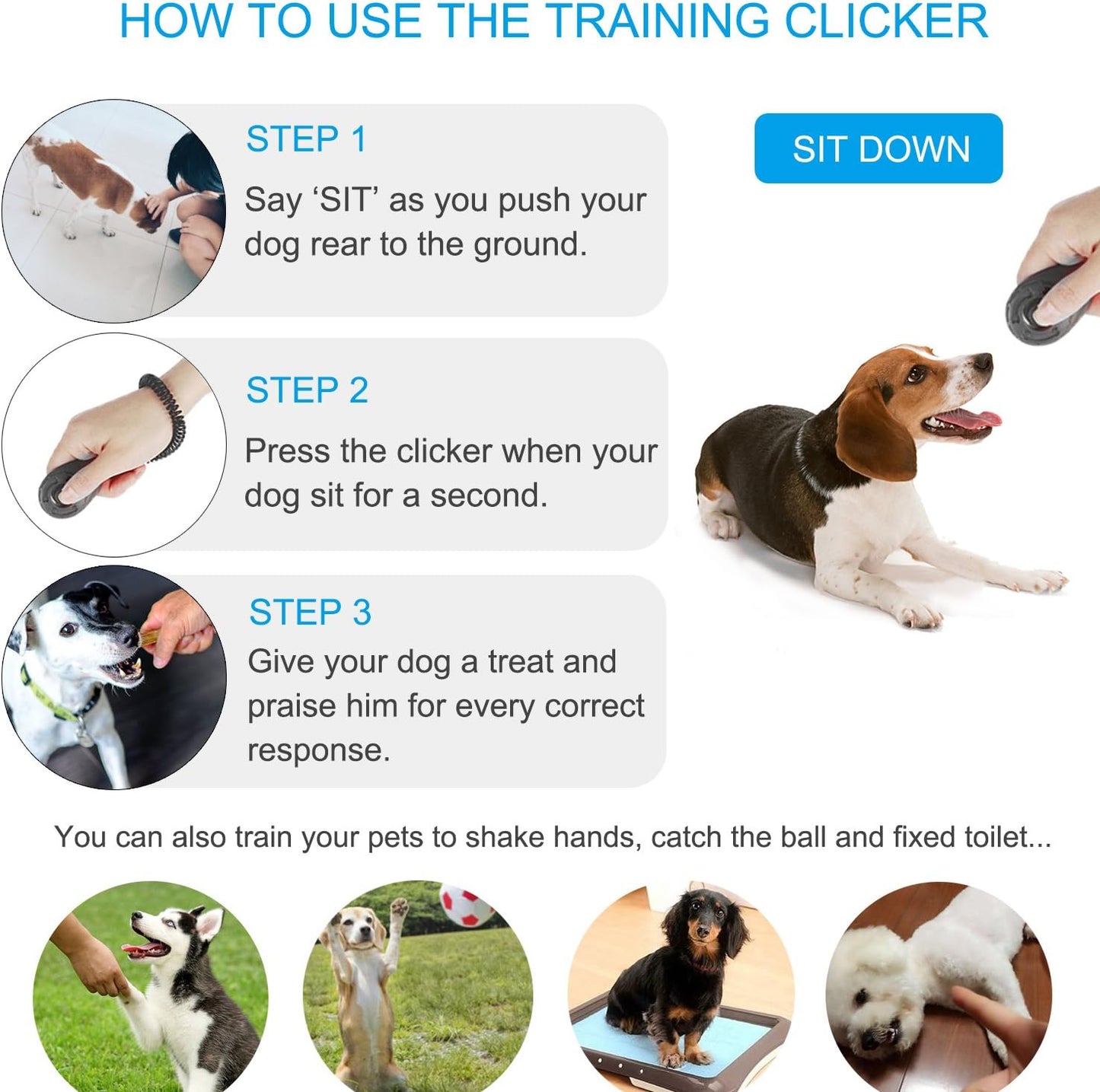 Diyife Clicker Training for Dogs, [4 Pcs, Multi-Color] Dog Clicker for Training, Clicker Dog Training with Wrist Strap, Clicker for Pets, Dog Clicker Perfect for Dog Cat Horse Behavioral Training