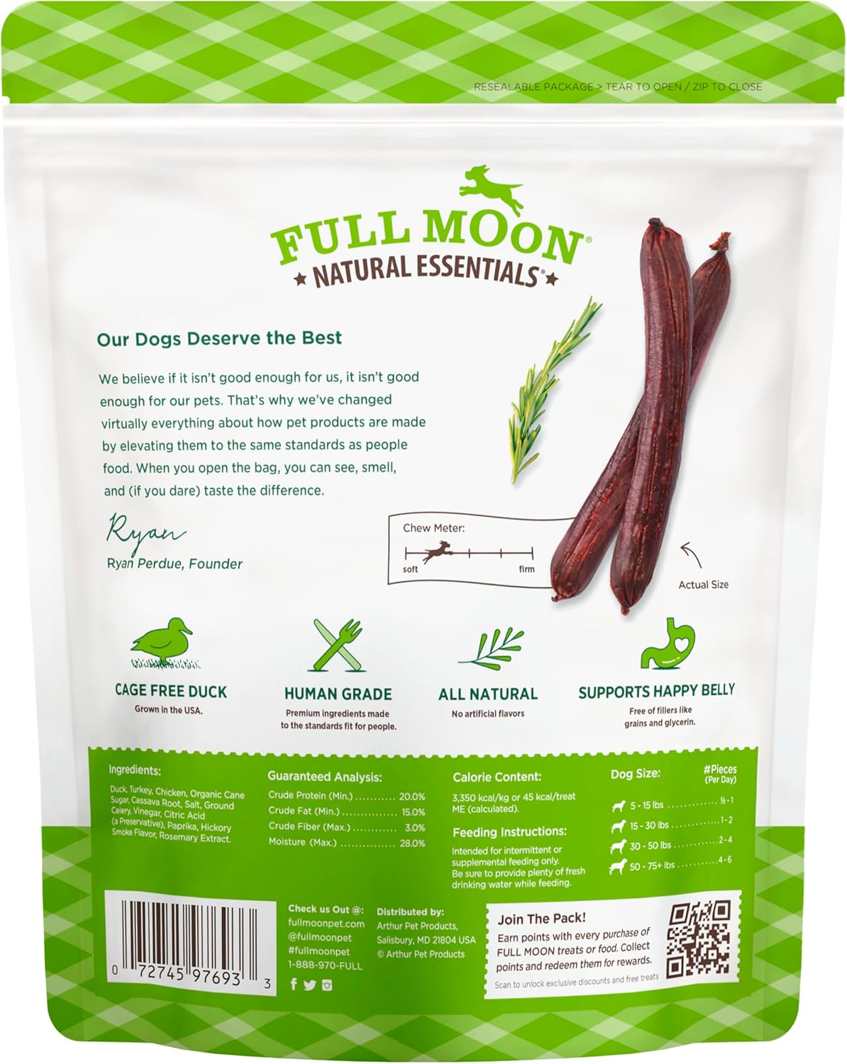 Full Moon Essential Duck Savory Sticks 14.0 oz (Pack of 2)